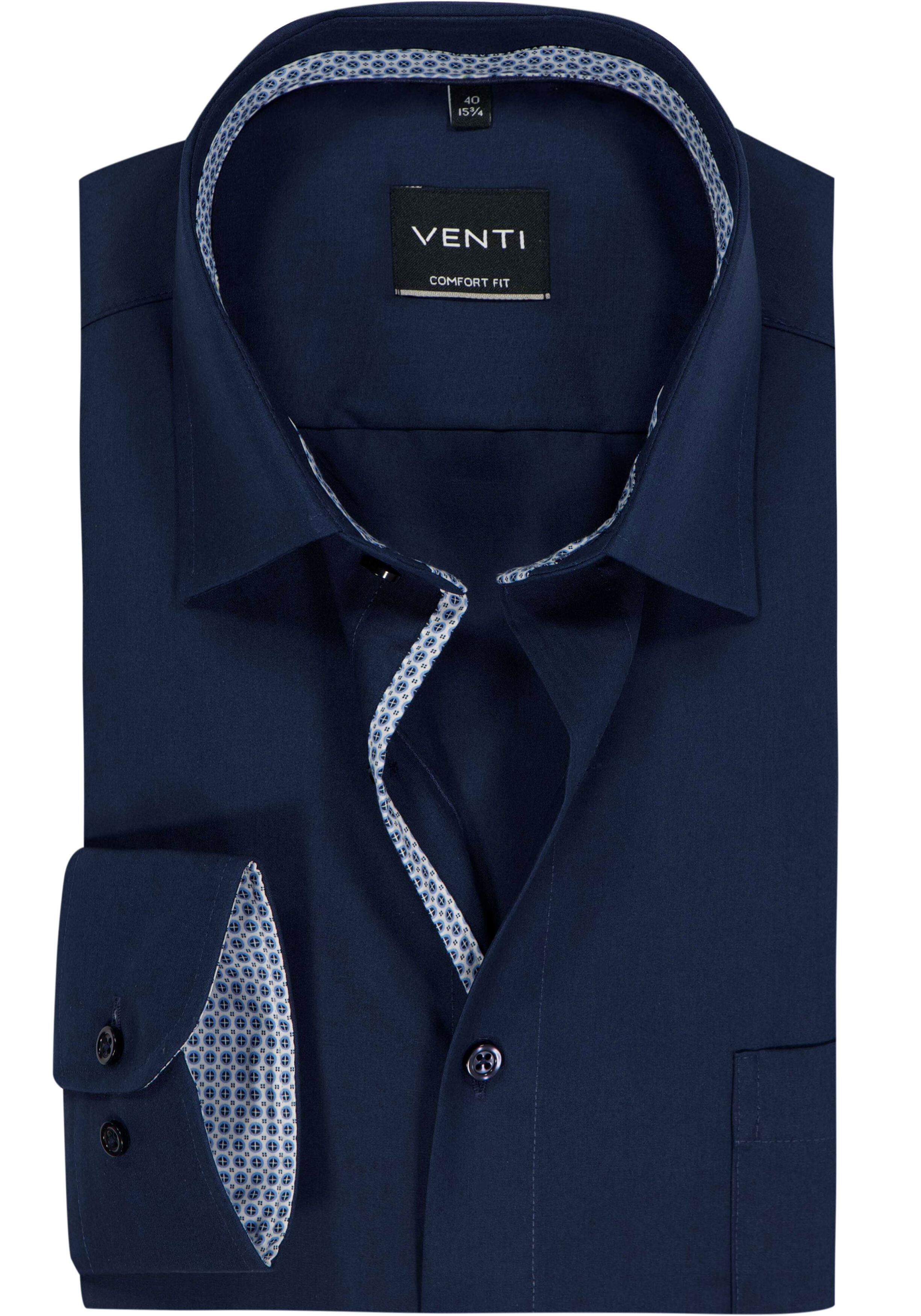 VENTI CASA MODA comfort fit overhemd, mouwlengte 72 cm, structuur, donkerblauw