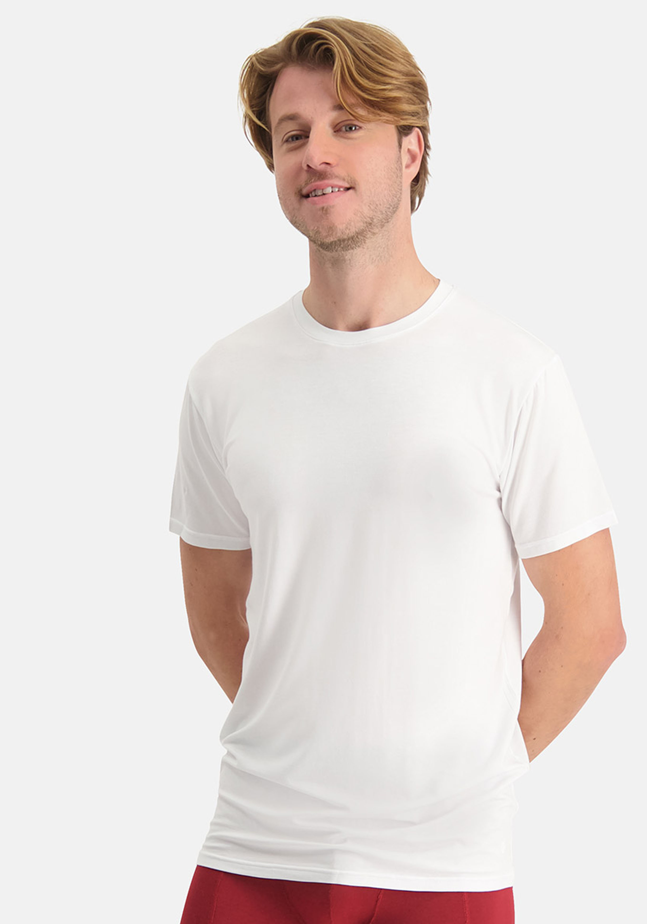 Bamboo Basics Ray round neck T-shirt (2-pack), heren T-shirt, wit