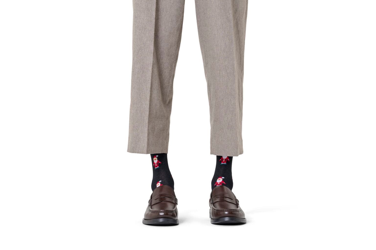 Happy Socks LITE Santa Sock, unisex sokken, zwart