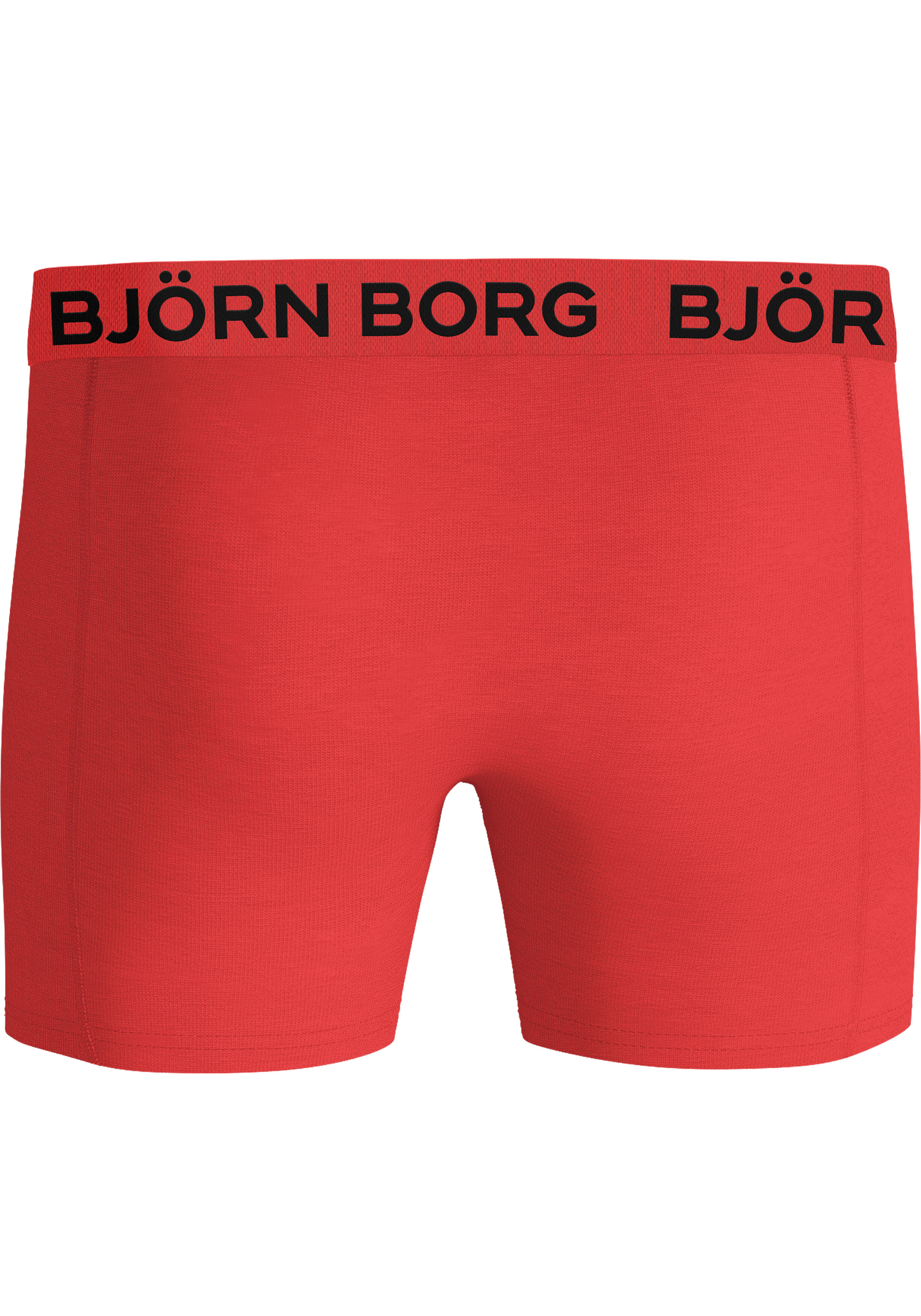 Bjorn Borg Cotton Stretch boxers, heren boxers normale lengte (5-pack), zwart, donkerblauw, kobalt, kobalt met wit, rood en oranje dessin en rood
