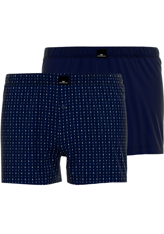 Gotzburg heren boxershorts wijd model met gulp (2-pack), donkerblauw uni en dessin Gotzburg heren boxershorts wijd model met gulp (2-pack), donkerblauw uni en dessin