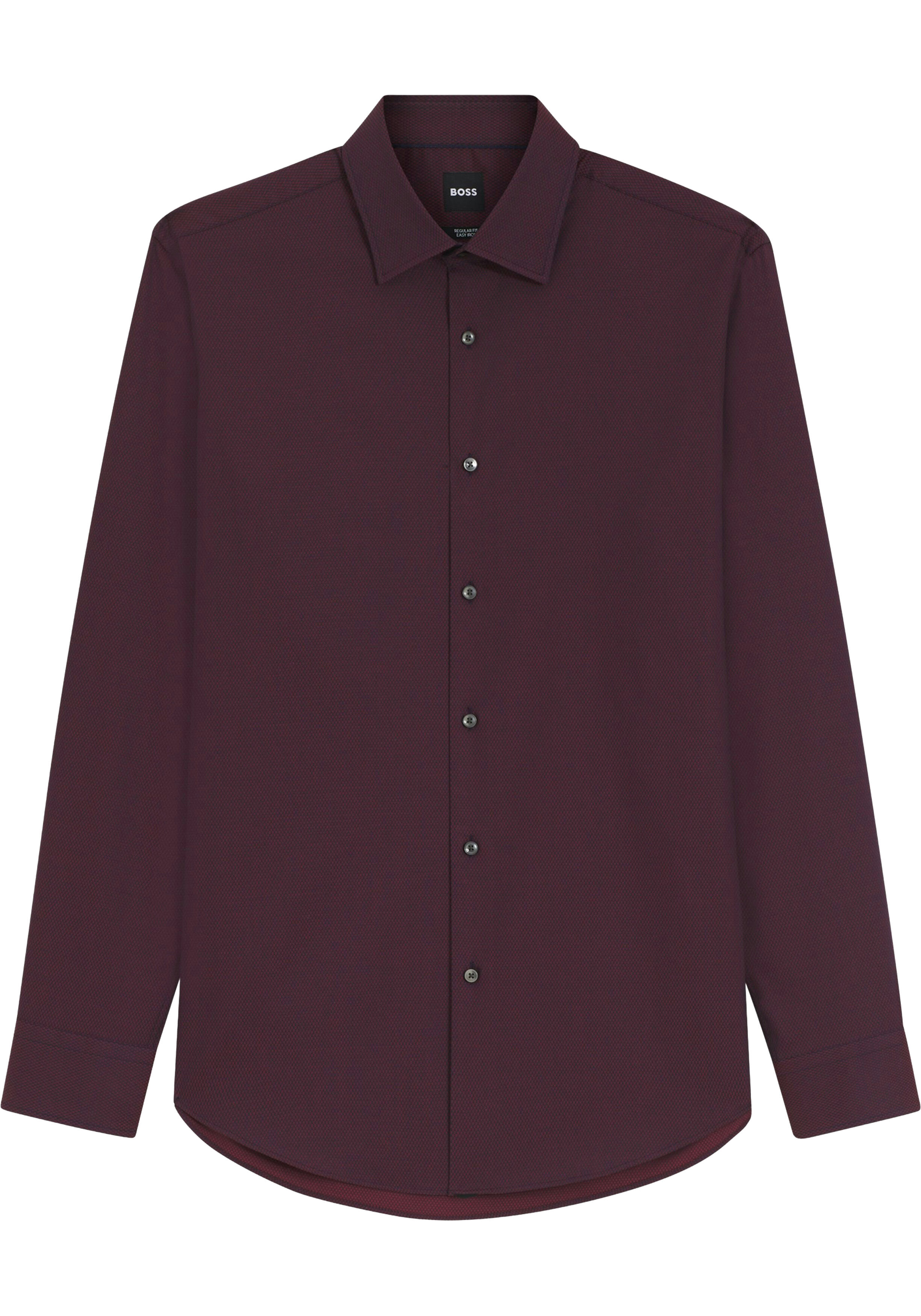 BOSS Joe regular fit overhemd, structuur, bordeauxrood