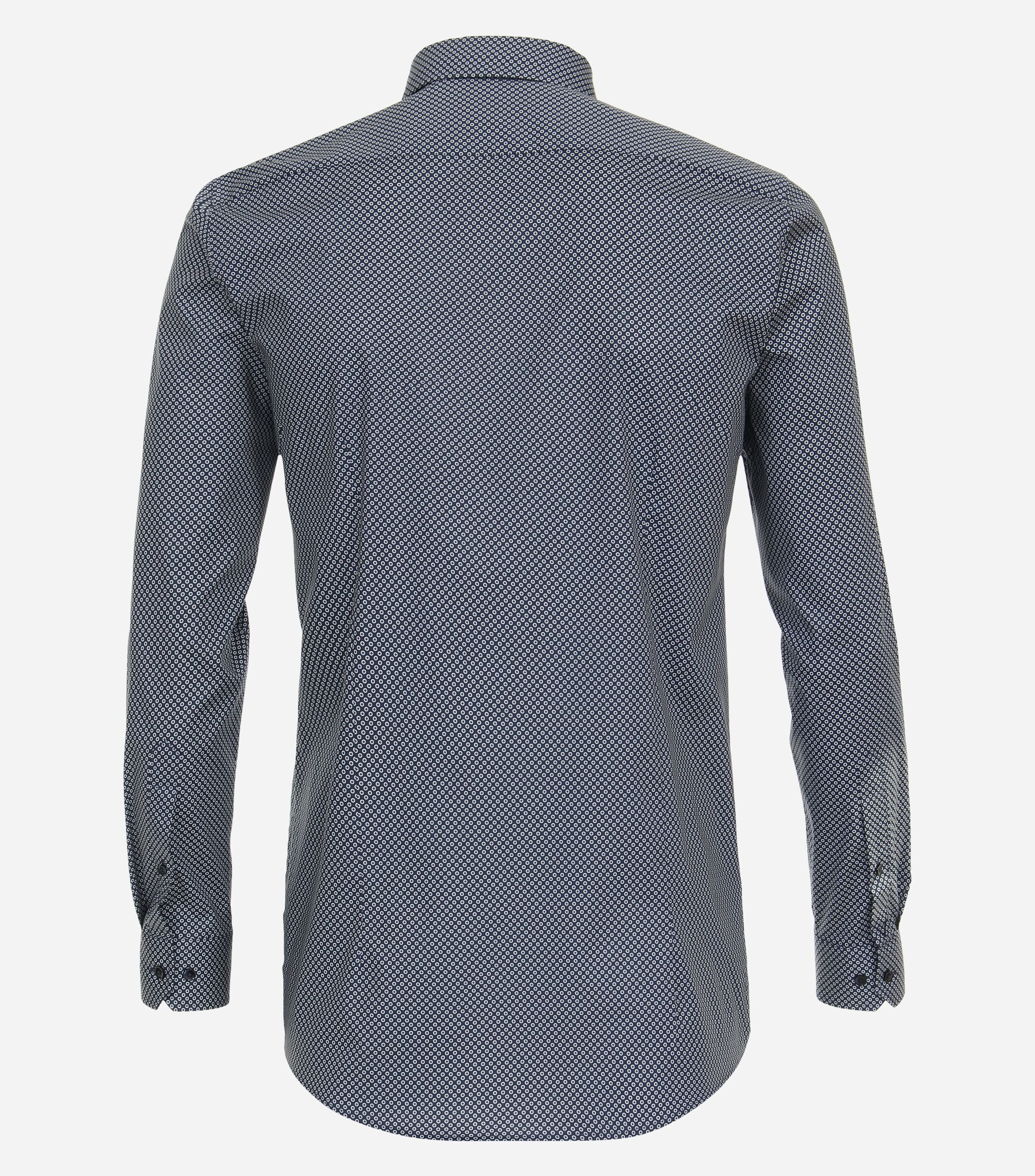 VENTI body fit overhemd, popeline, blauw dessin