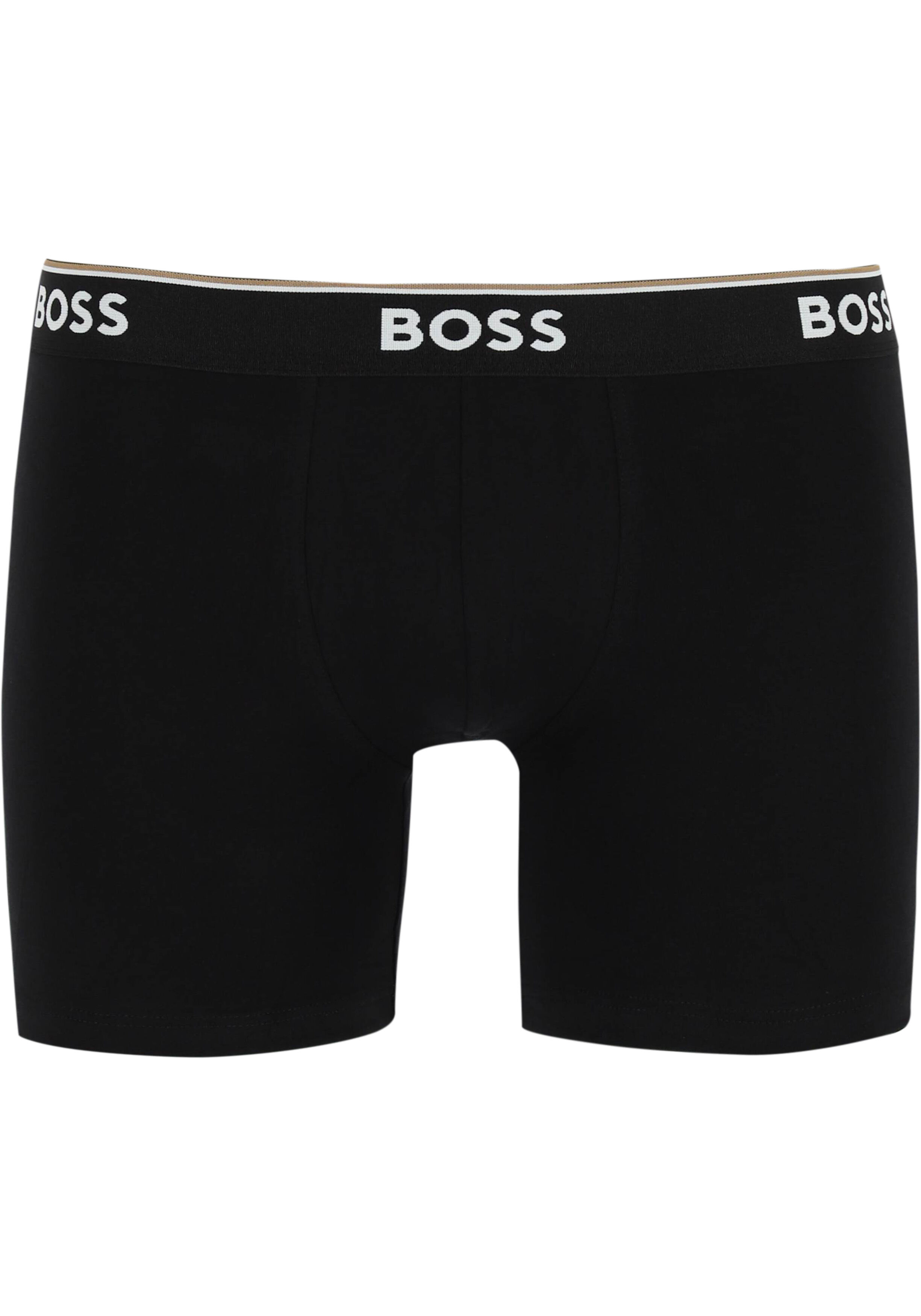 HUGO BOSS Power boxer briefs (3-pack), heren boxers normale lengte, zwart met gekleurde tailleband