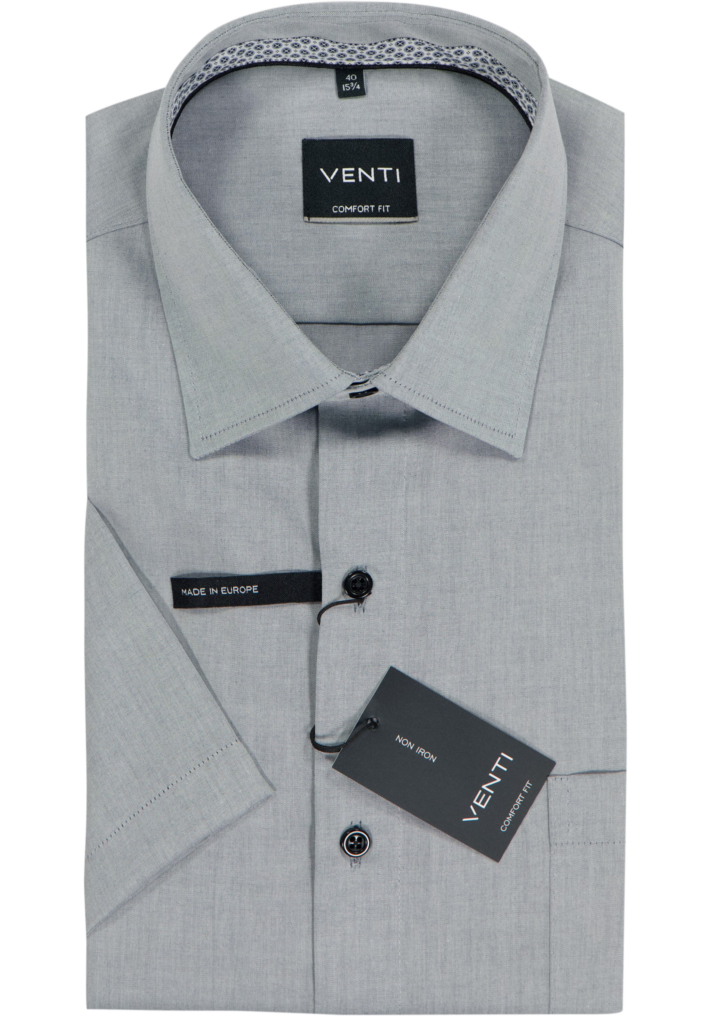 VENTI CASA MODA comfort fit overhemd, korte mouw, structuur, zilvergrijs