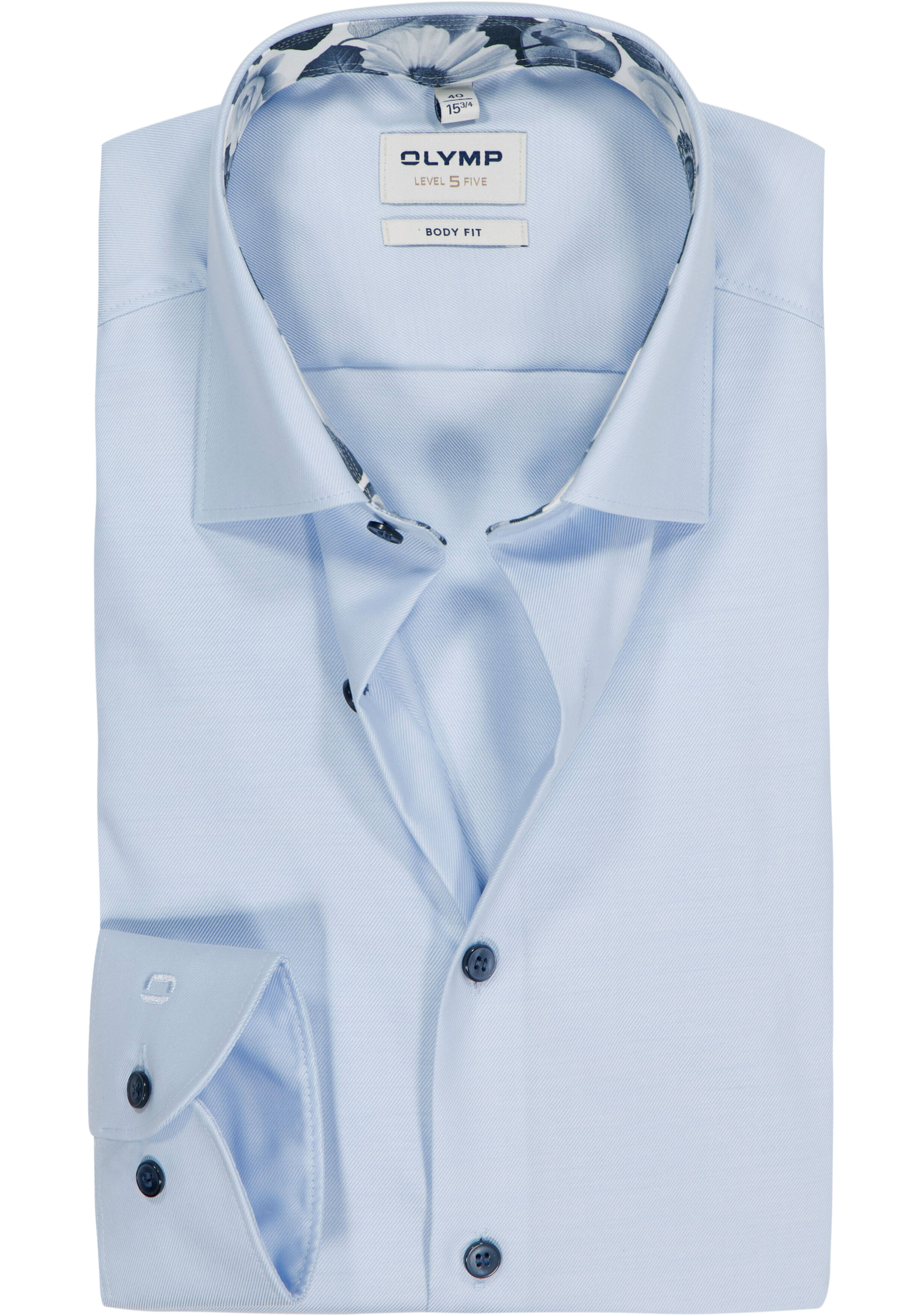 OLYMP Level 5 body fit overhemd, twill, lichtblauw