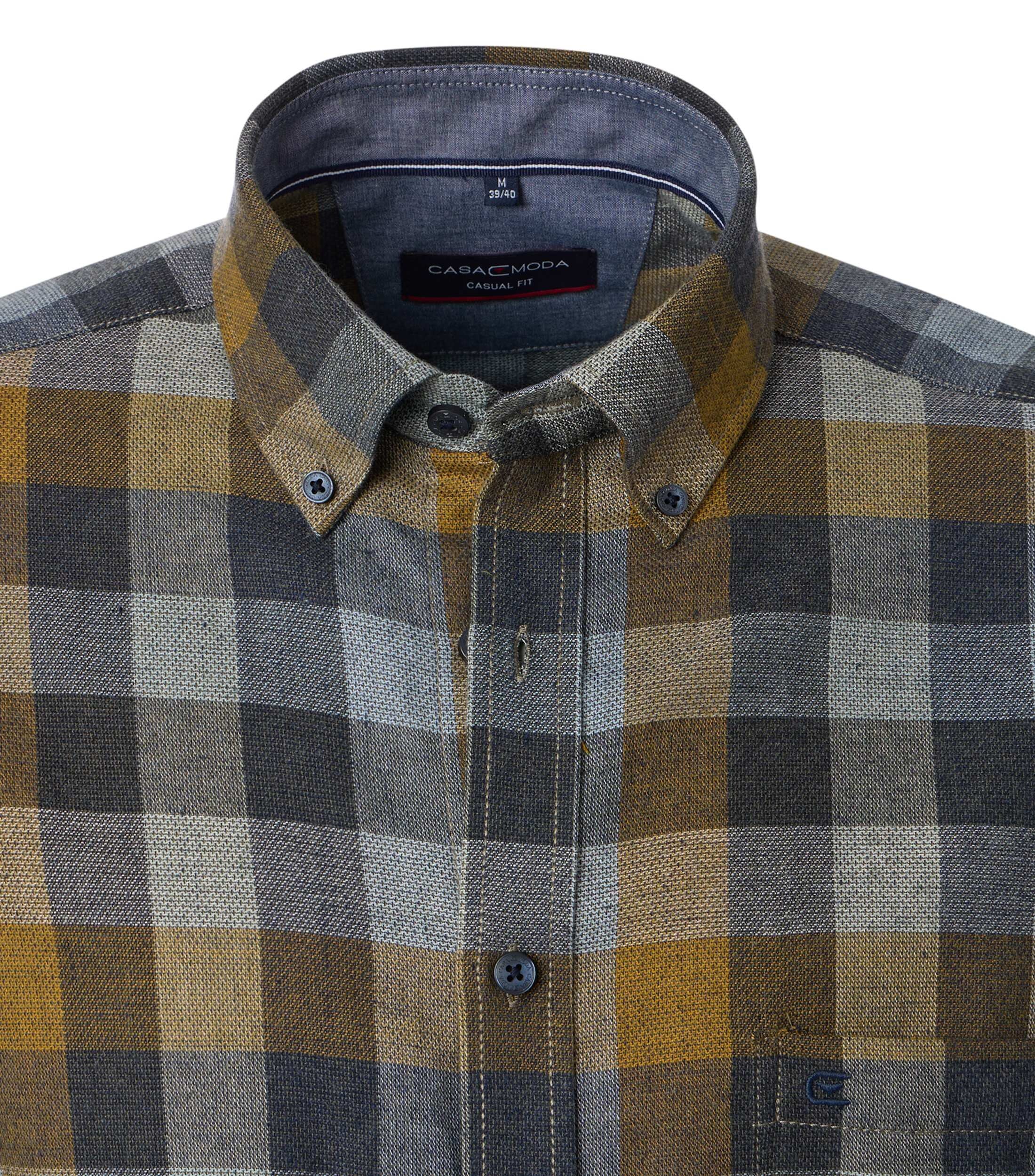 CASA MODA Sport casual fit overhemd, dobby, groen geruit - 444305200-300
