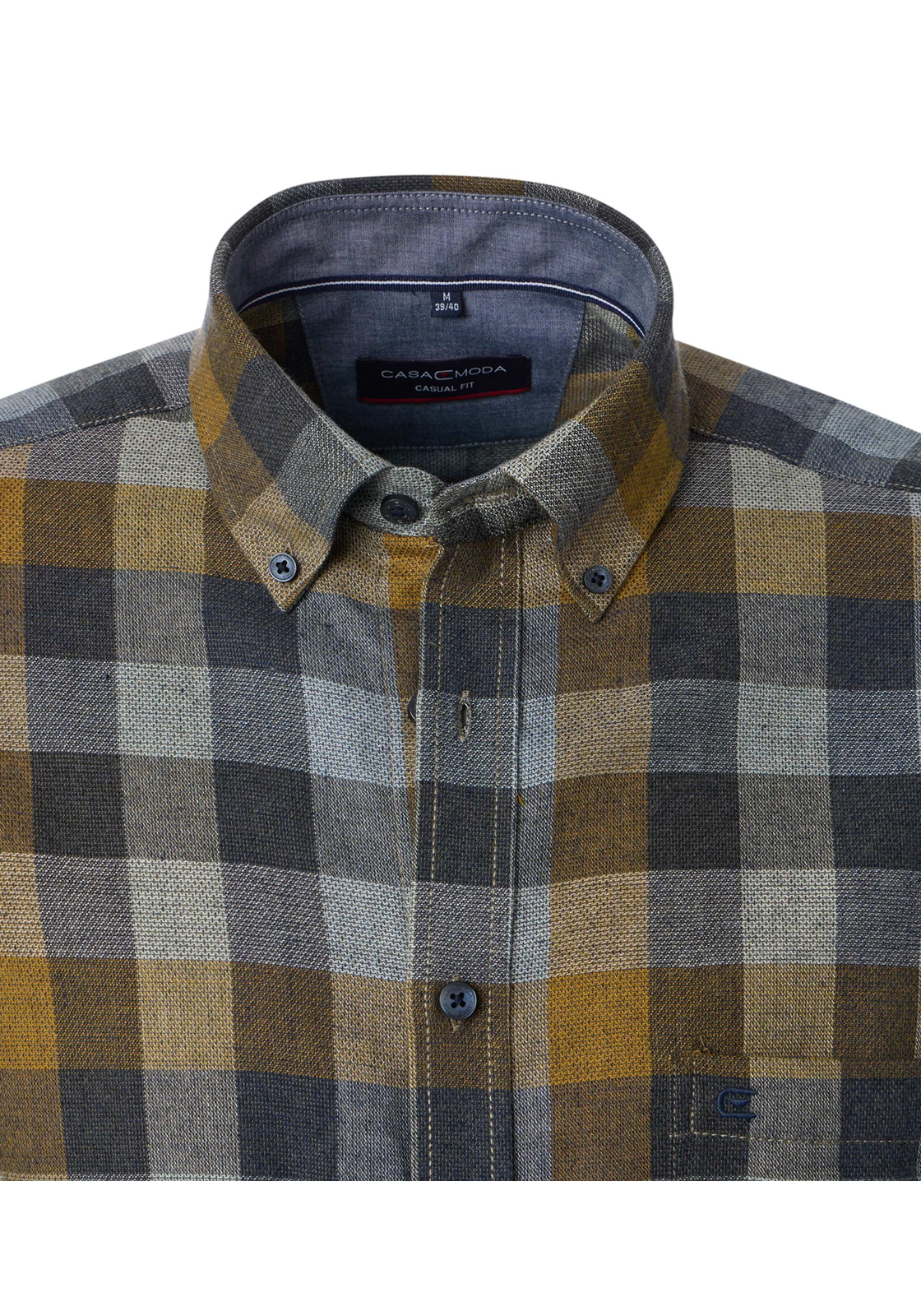 CASA MODA Sport casual fit overhemd, dobby, groen geruit - 444305200-300 CASA MODA Sport casual fit overhemd, dobby, groen geruit - 444305200-300