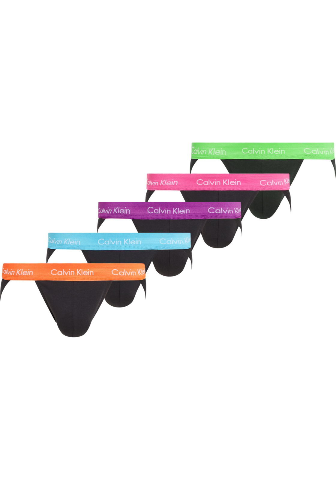 1-8720109435122-calvin_klein_HR Calvin Klein Jockstrap (5-pack), heren jockstrap, zwart met gekleurde tailleband
