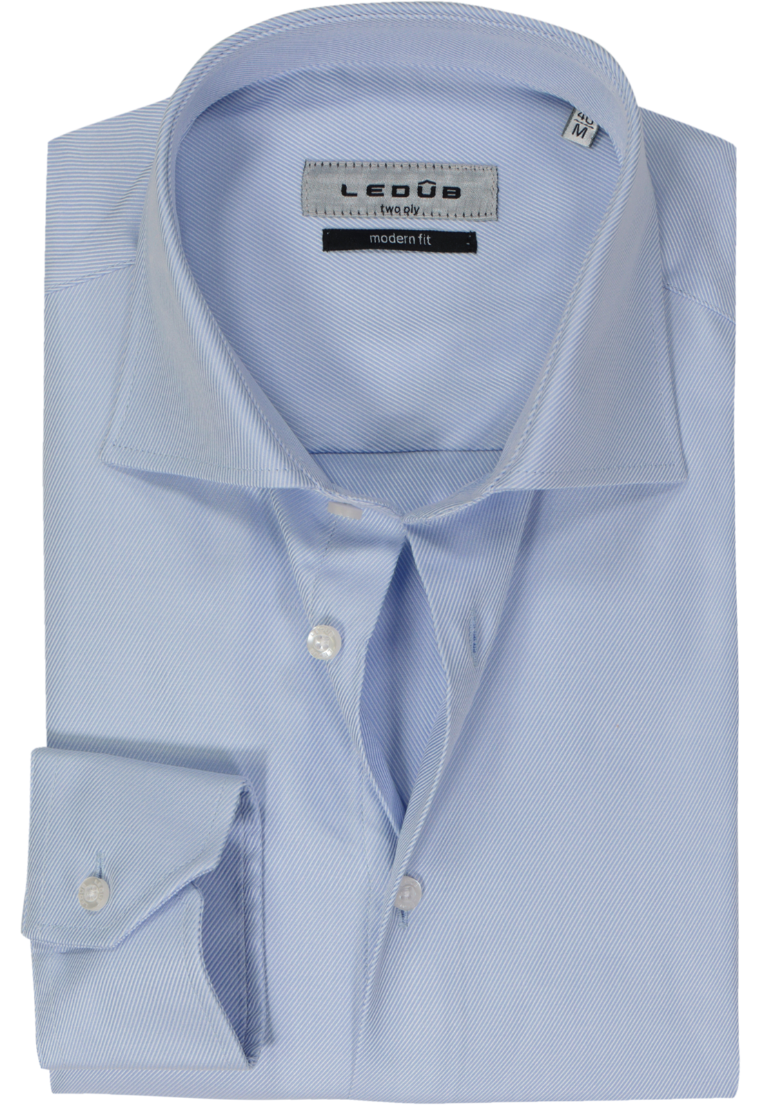 Ledub modern fit overhemd, lichtblauw twill  Ledub modern fit overhemd, lichtblauw twill