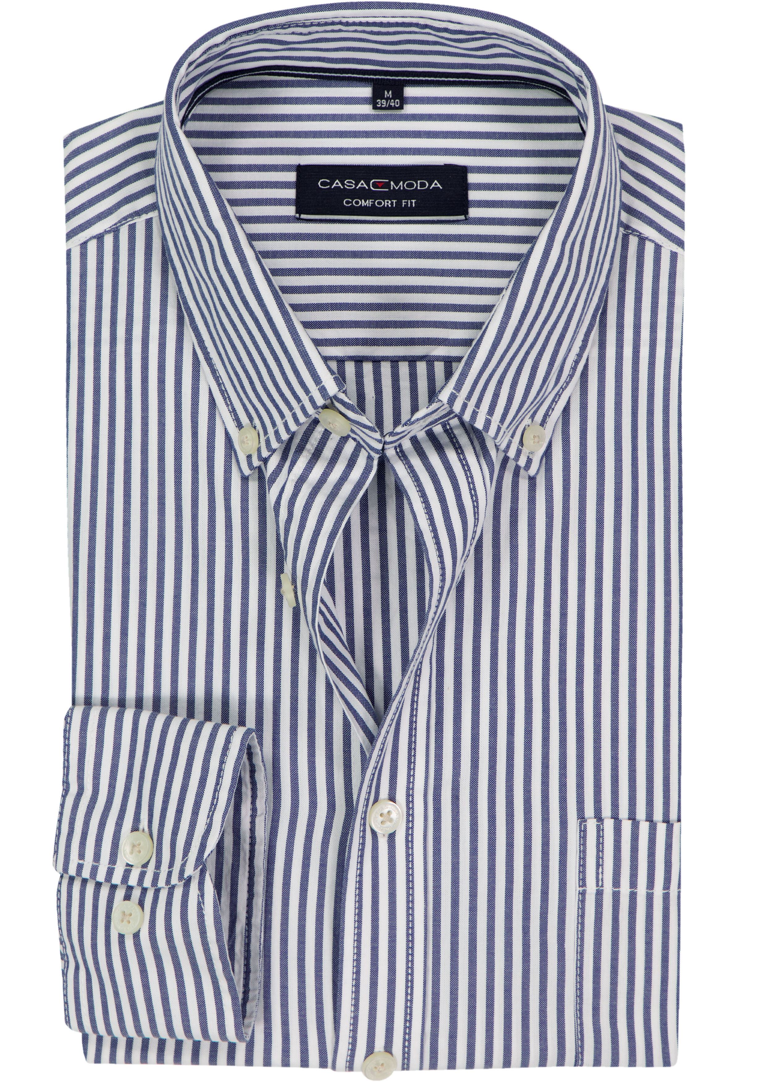 CASA MODA Sport comfort fit overhemd, Oxford, blauw met wit gestreept