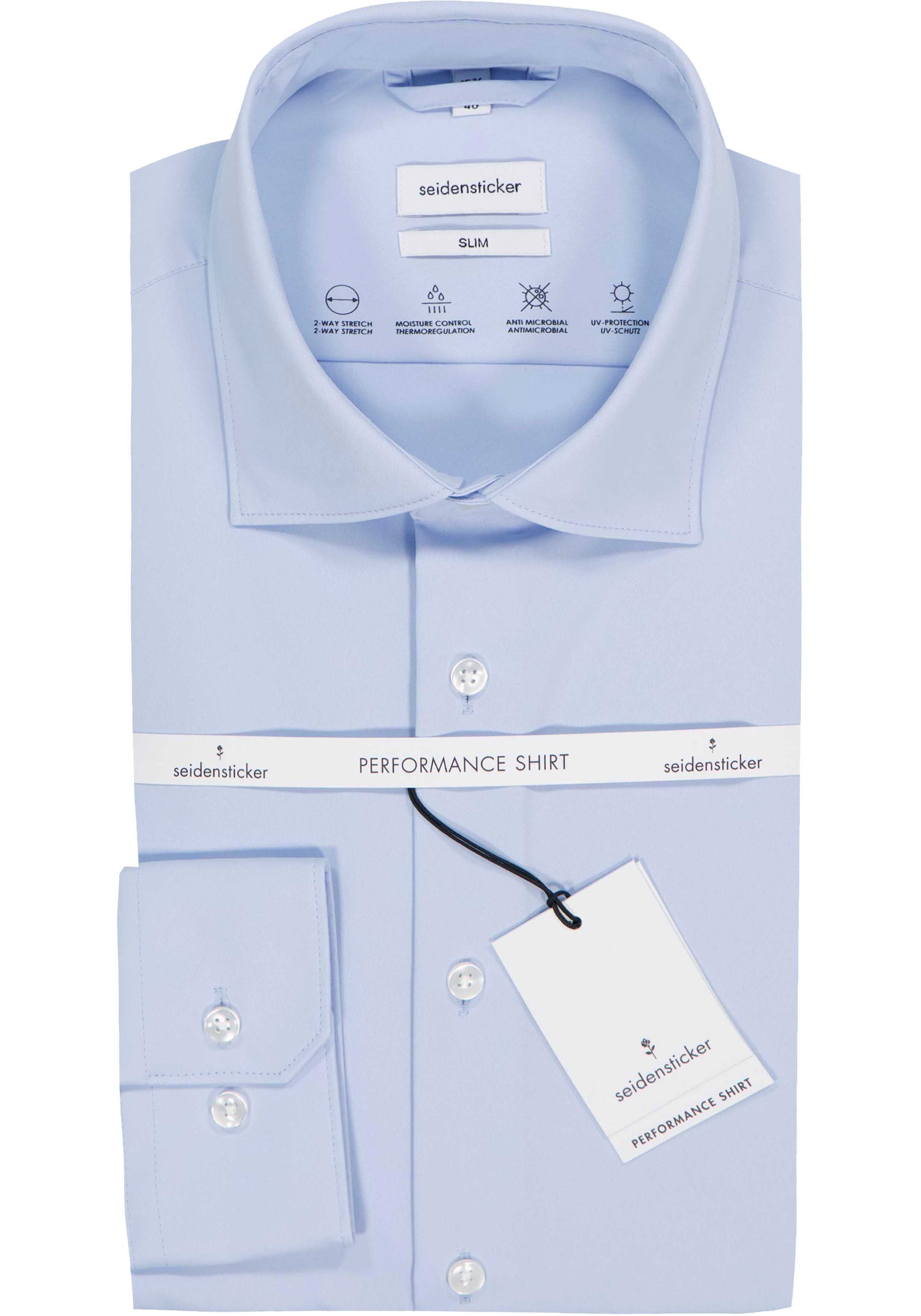 Seidensticker slim fit overhemd, twill, blauw