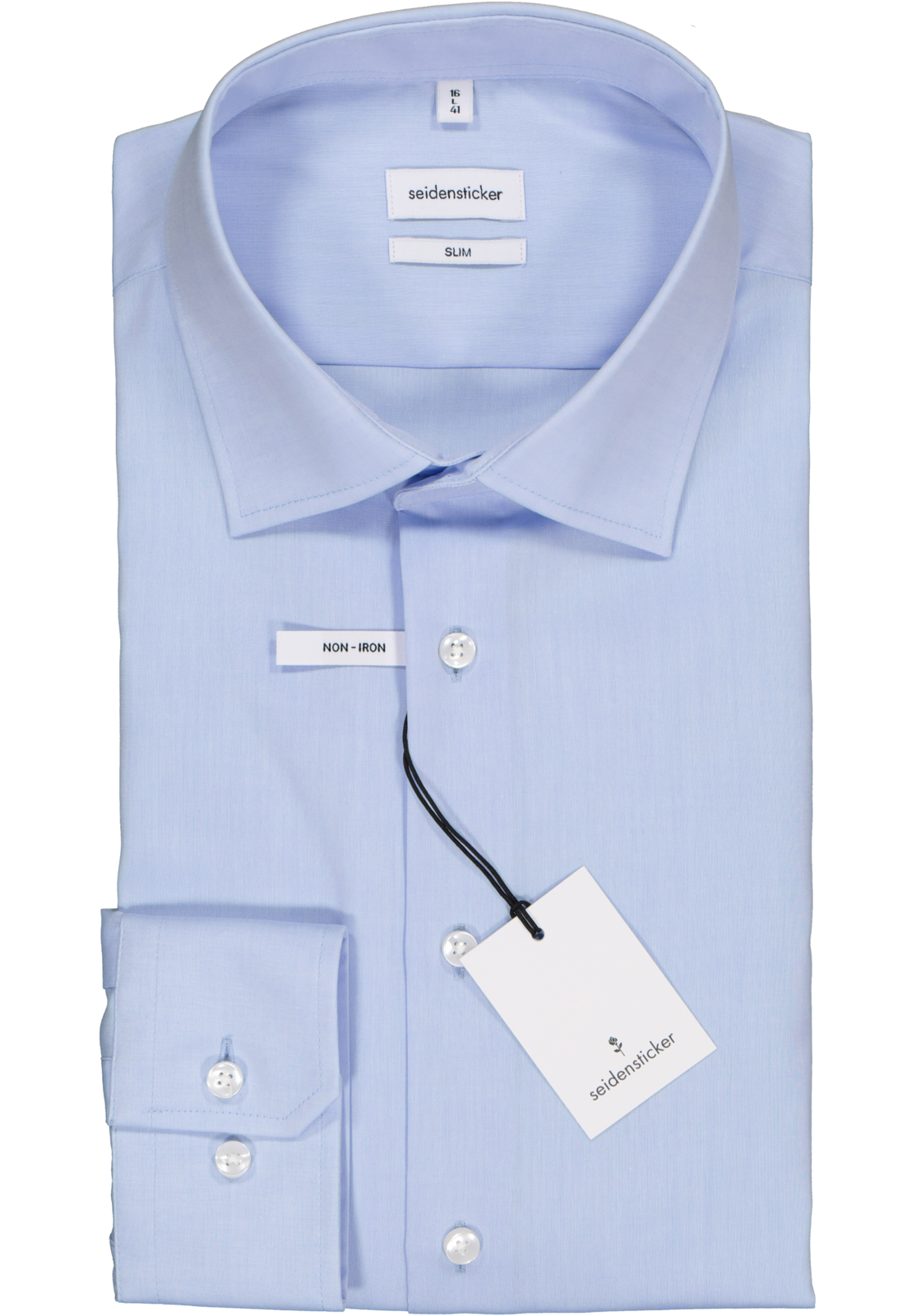 Seidensticker slim fit overhemd, lichtblauw  Seidensticker slim fit overhemd, lichtblauw