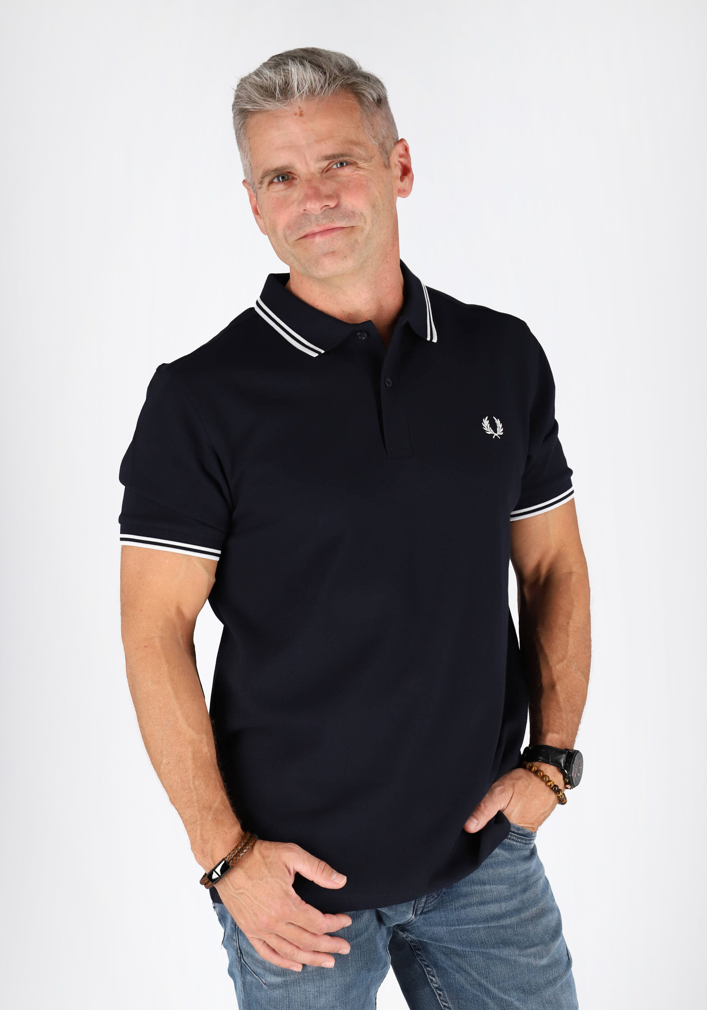 Fred Perry M3600 polo twin tipped shirt, heren polo Navy / White / White 