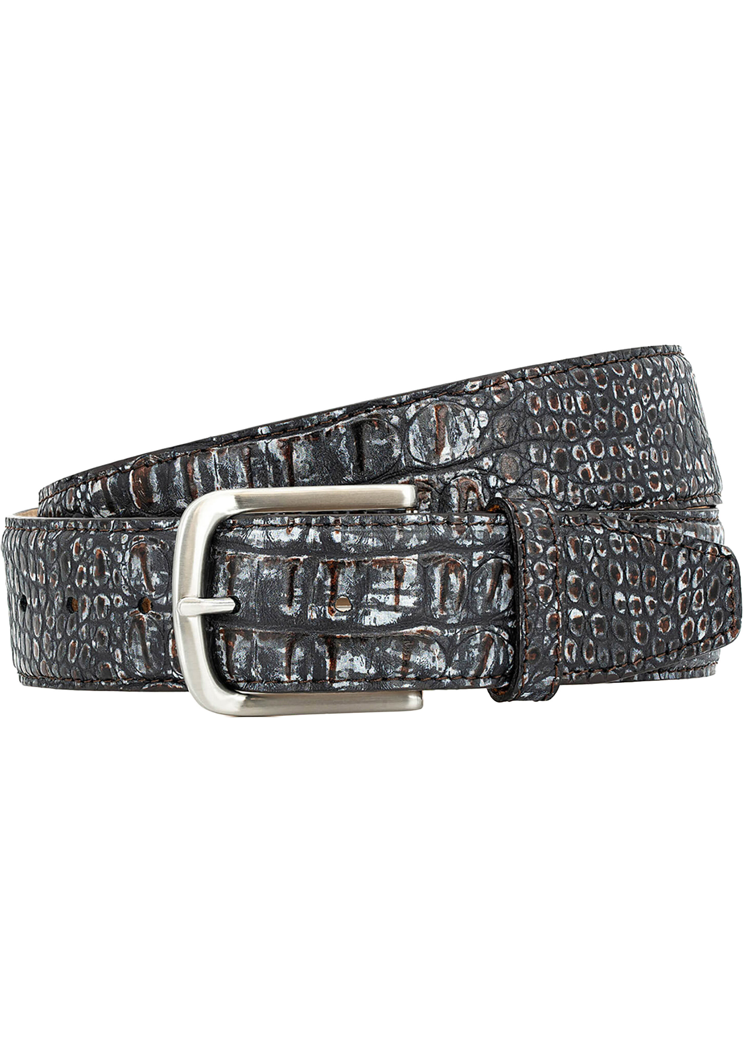 LINDENMANN leren heren riem, grijs