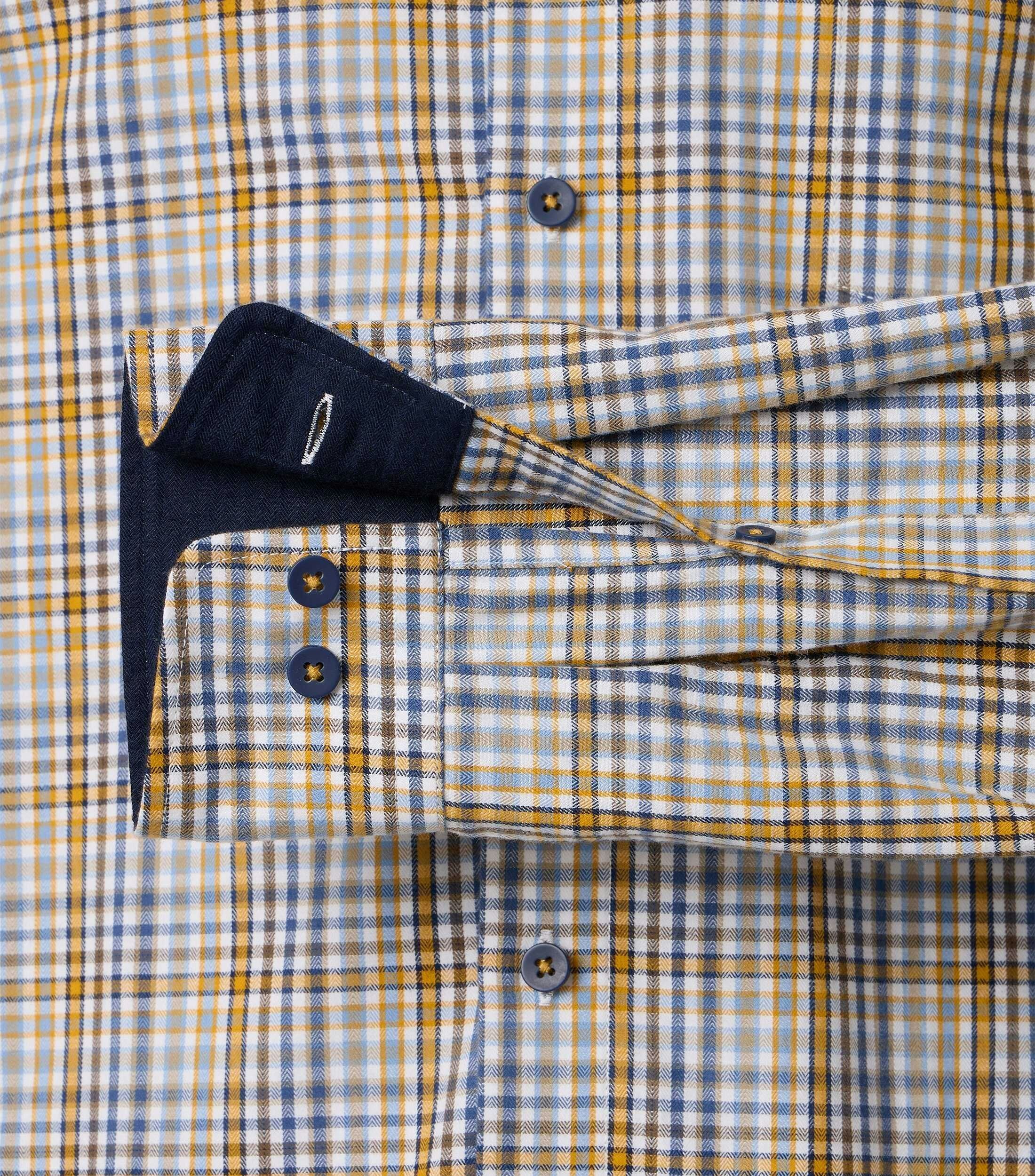 Redmond modern fit overhemd, twill, wit, geel, lichtblauw, donkerblauw geruit