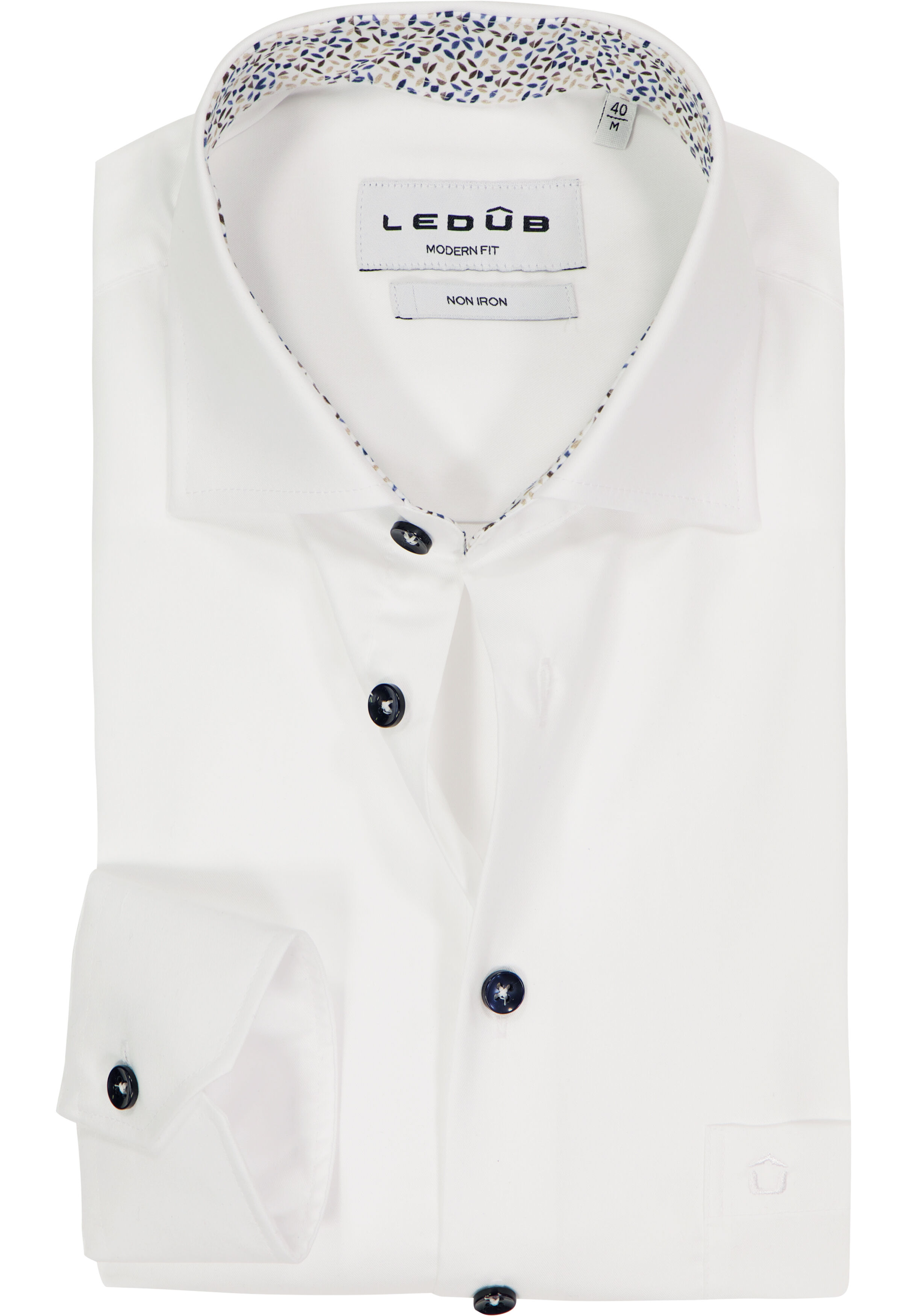 Ledub modern fit overhemd, popeline, wit