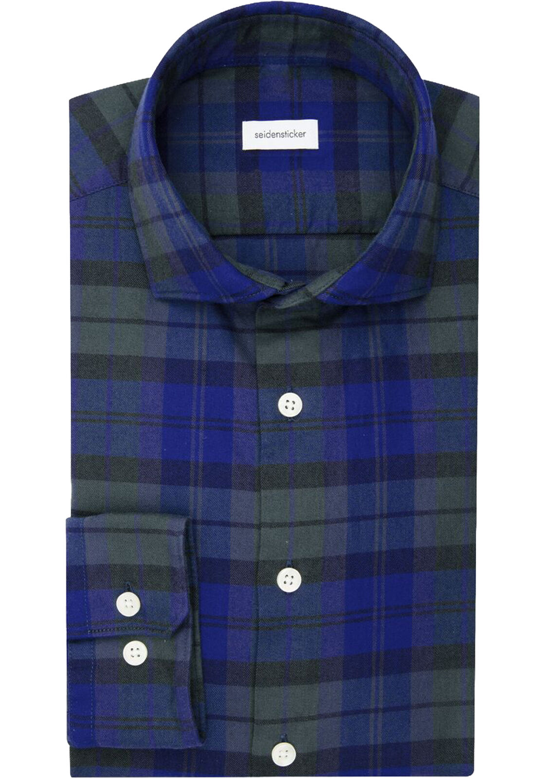 Seidensticker slim fit overhemd, popeline, blauw geruit