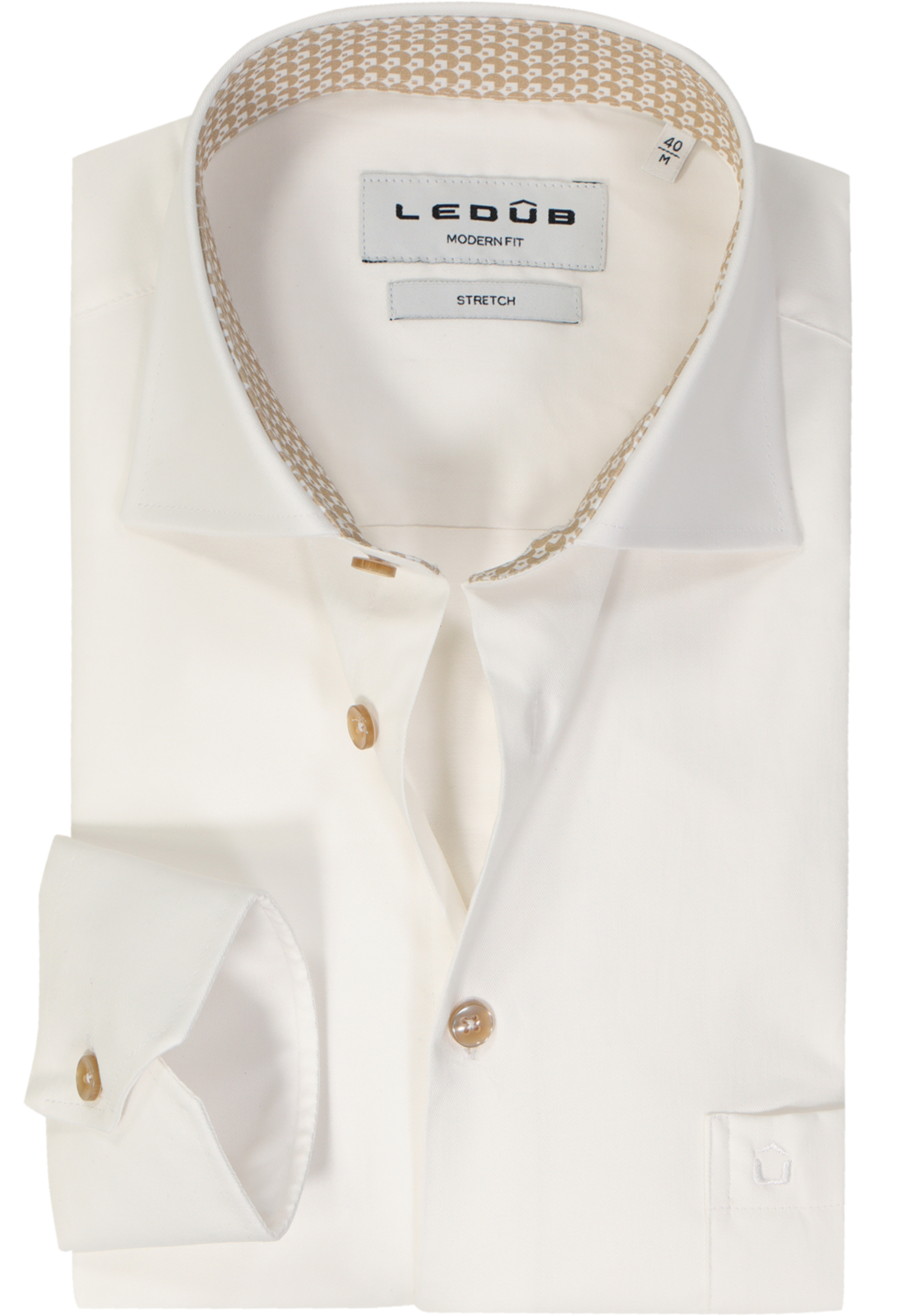 Ledub modern fit overhemd, popeline, wit Ledub modern fit overhemd, popeline, wit