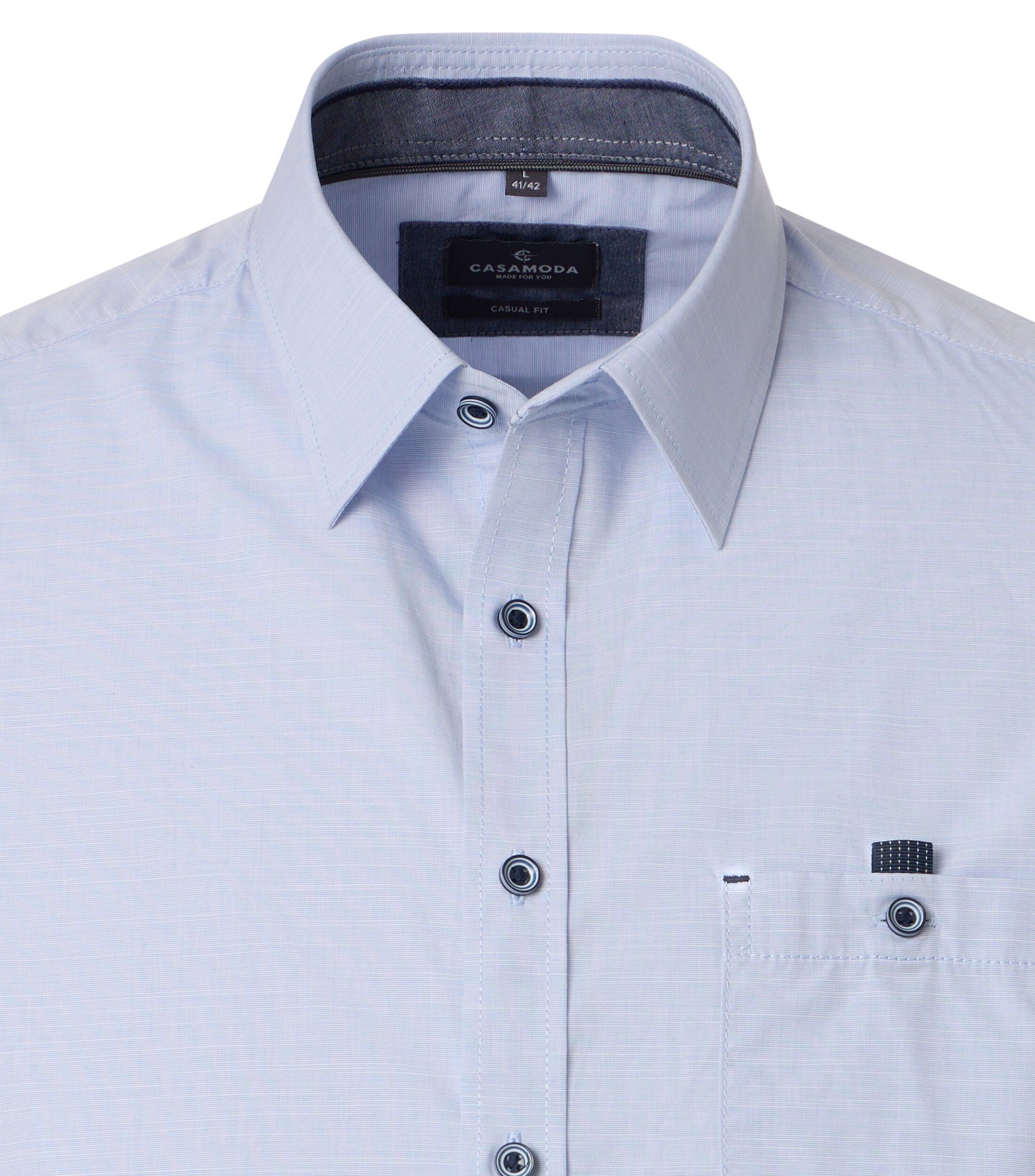 CASA MODA Sport casual fit overhemd, korte mouw, chambray, lichtblauw