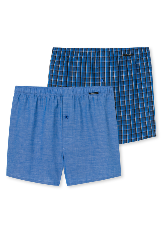 SCHIESSER Boxershorts Multipack boxer (2-pack), heren boxershorts geweven stof koningsblauw geruit SCHIESSER Boxershorts Multipack boxer (2-pack), heren boxershorts geweven stof koningsblauw geruit