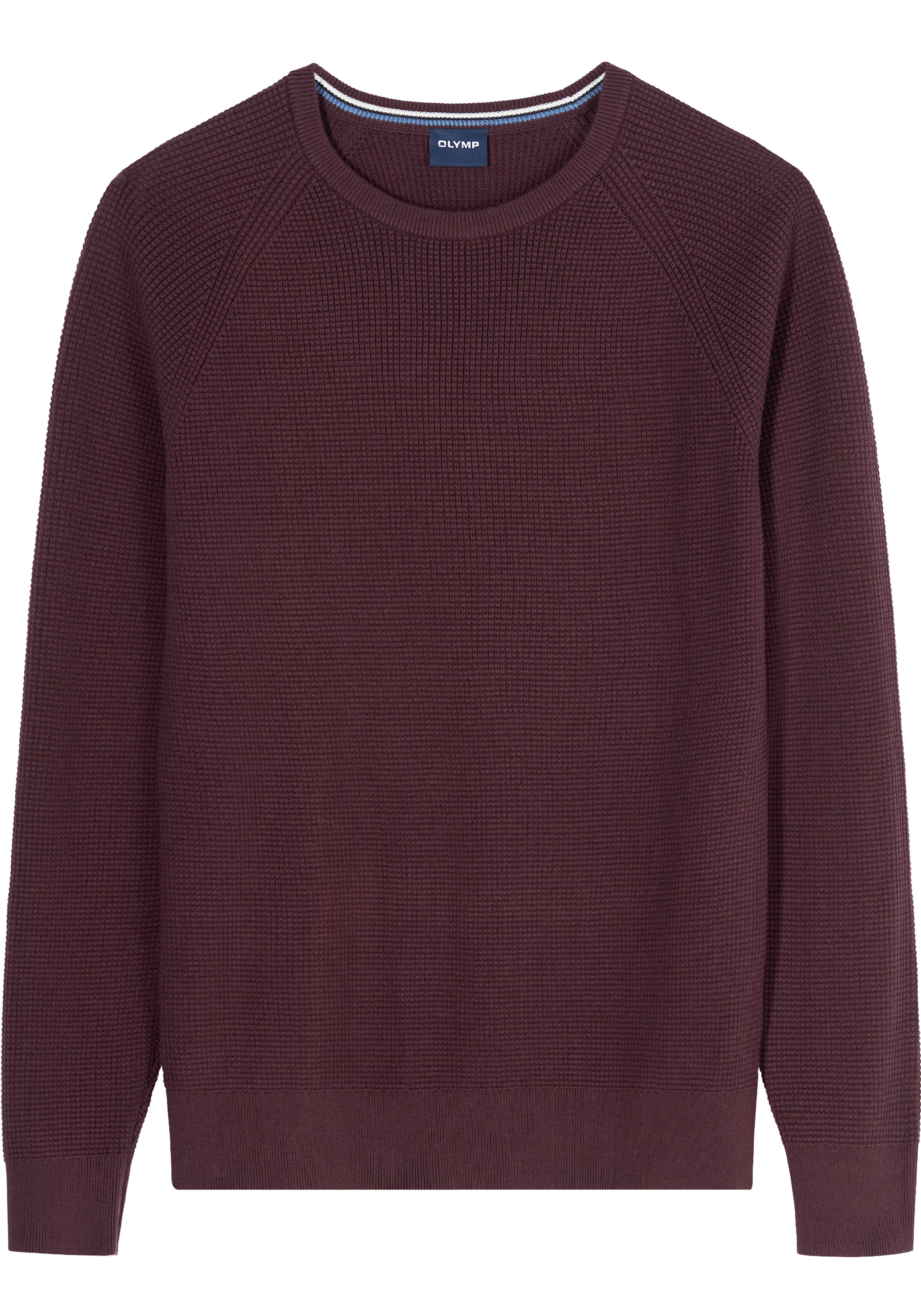 OLYMP Casual modern fit trui structuur, katoenmengsel, O-hals, bordeaux rood