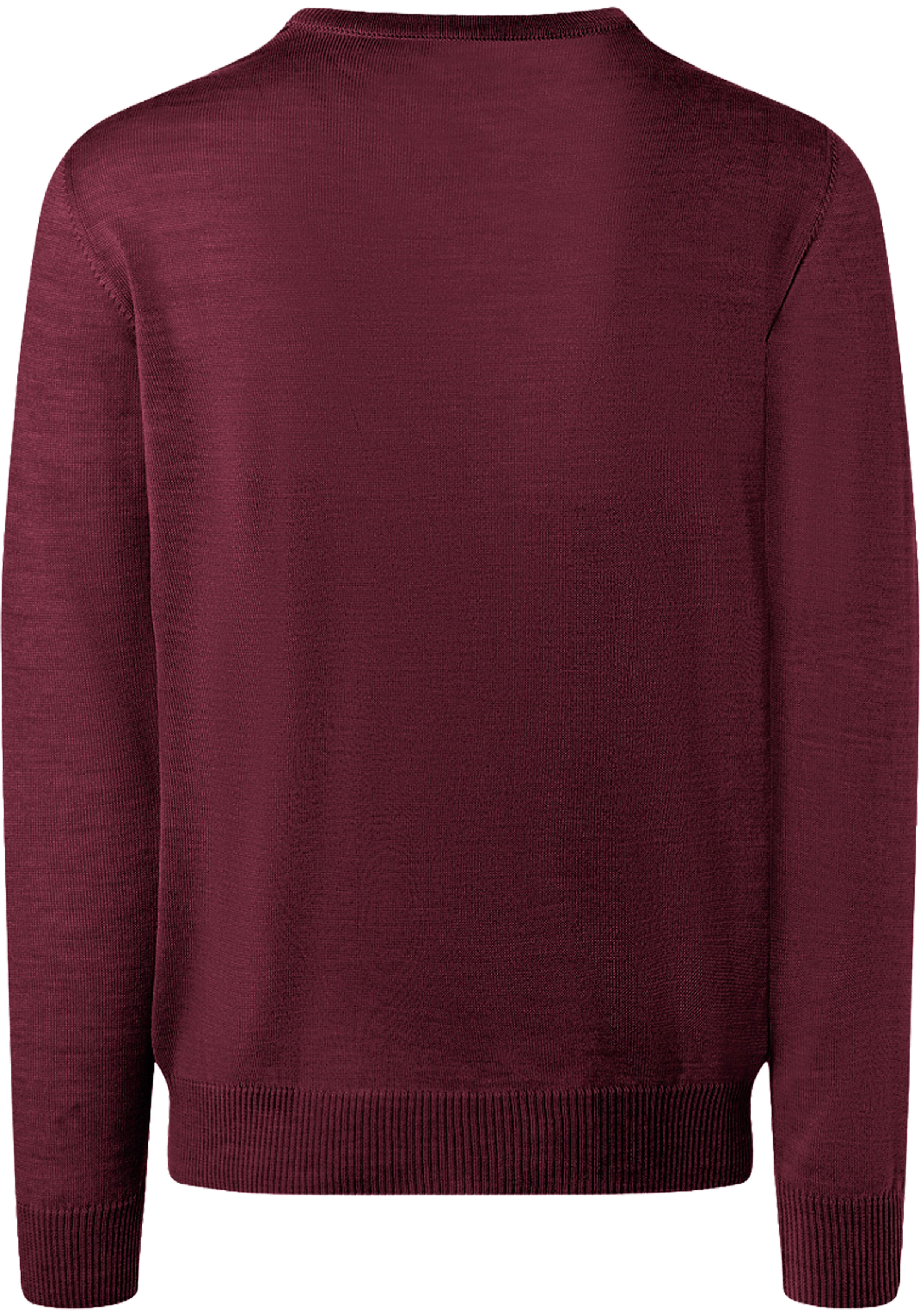 MAERZ Classic Fit heren trui met V-hals wol, bordeaux rood