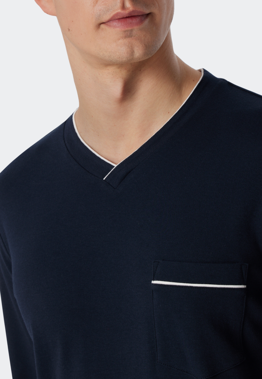 SCHIESSER Fine Interlock nachthemd, heren nachthemd lange mouwen interlock donkerblauw