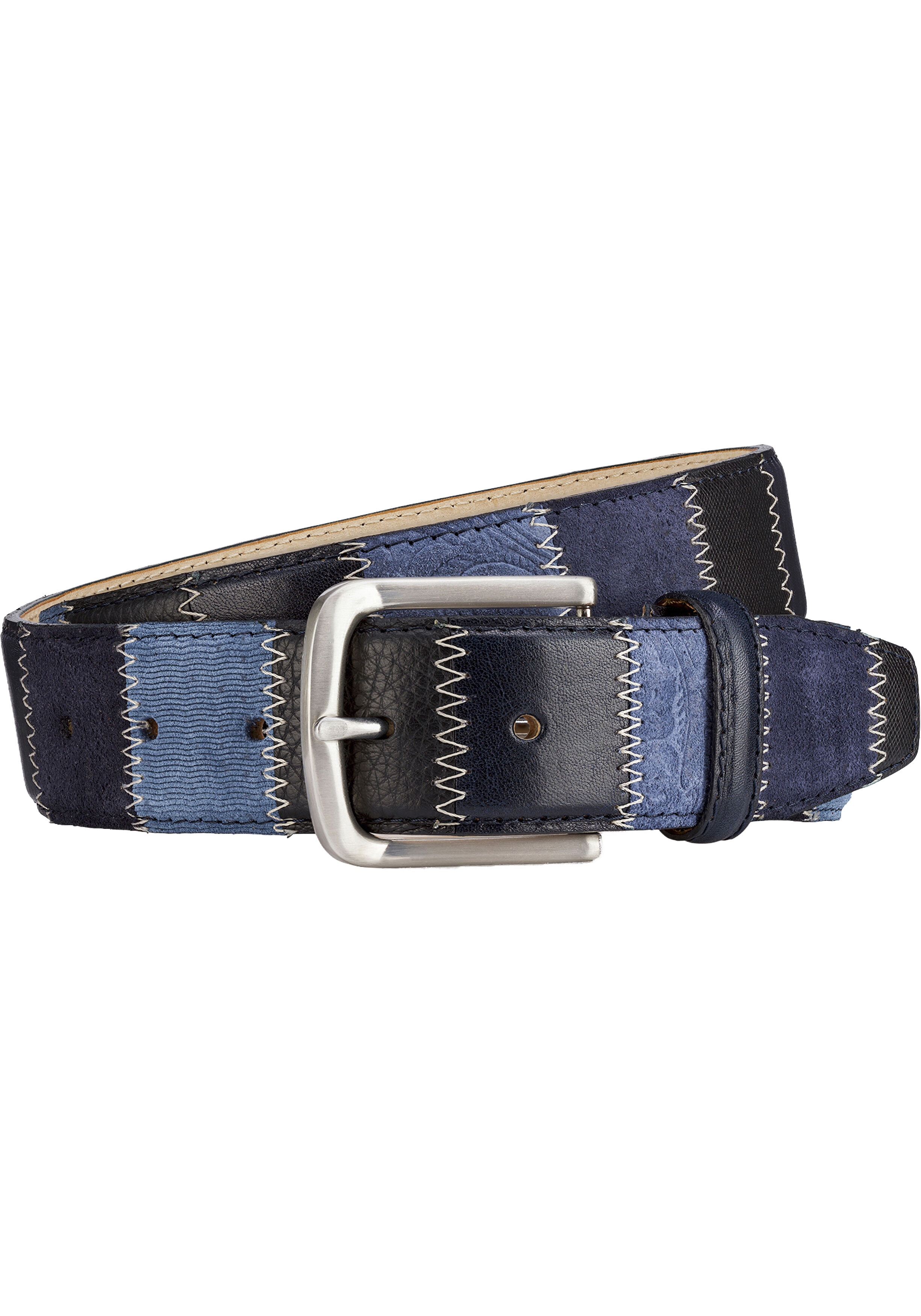 LINDENMANN leren heren riem, blauw
