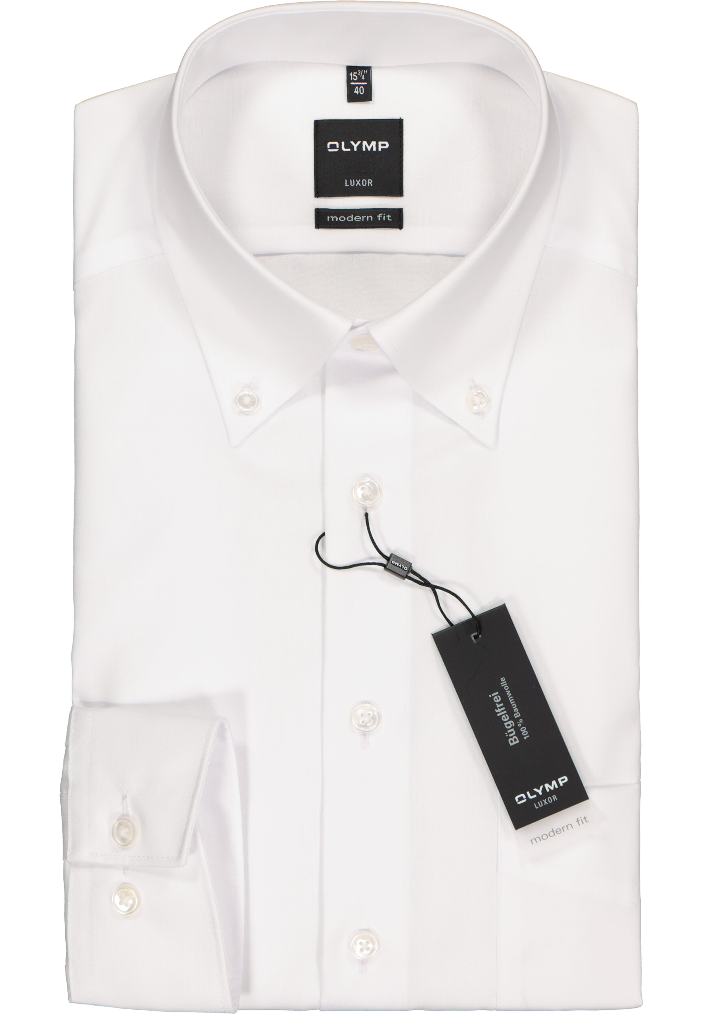 OLYMP Luxor modern fit overhemd, wit met button-down kraag