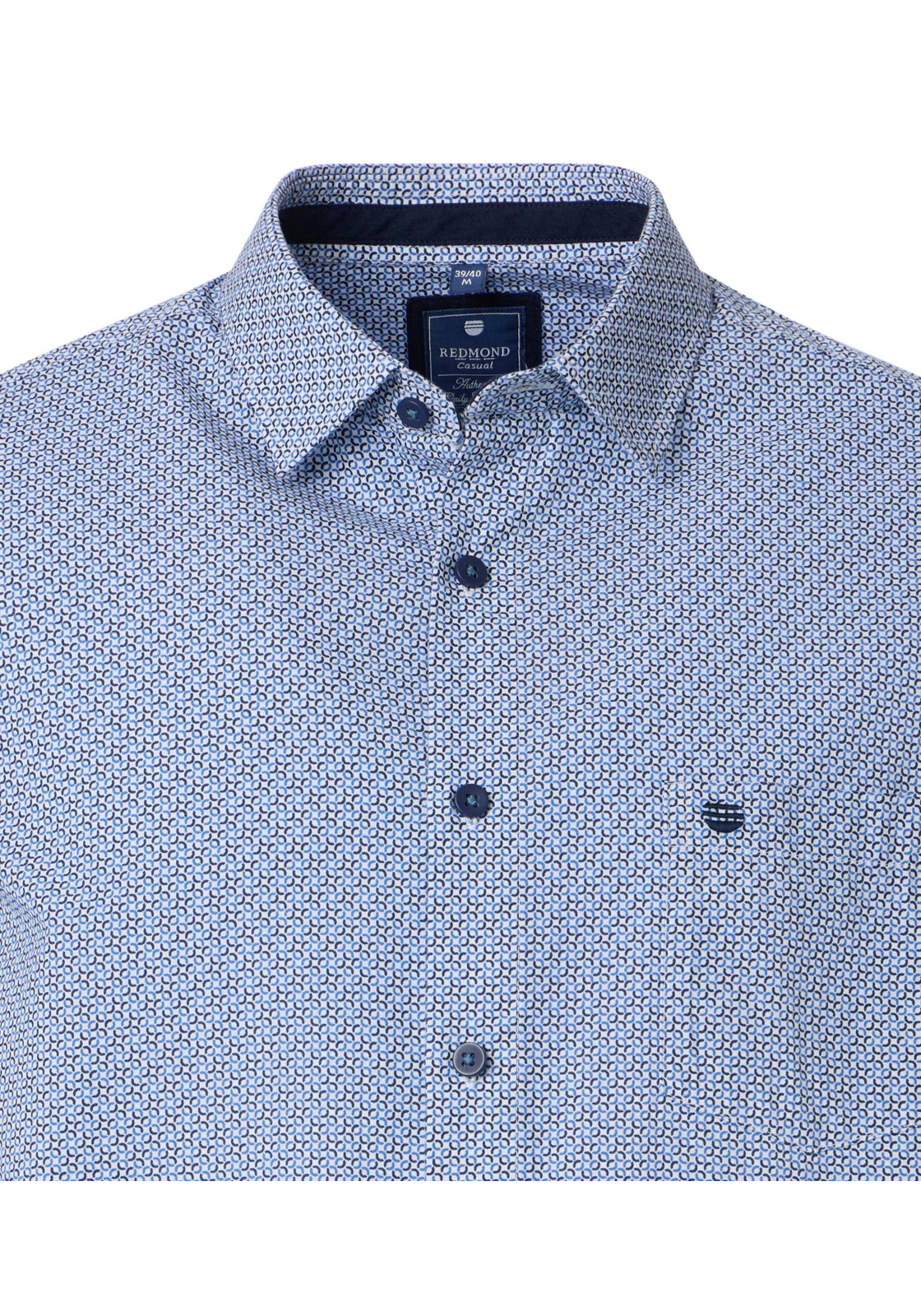 Redmond comfort fit overhemd, popeline, blauw met wit dessin Redmond comfort fit overhemd, popeline, blauw met wit dessin
