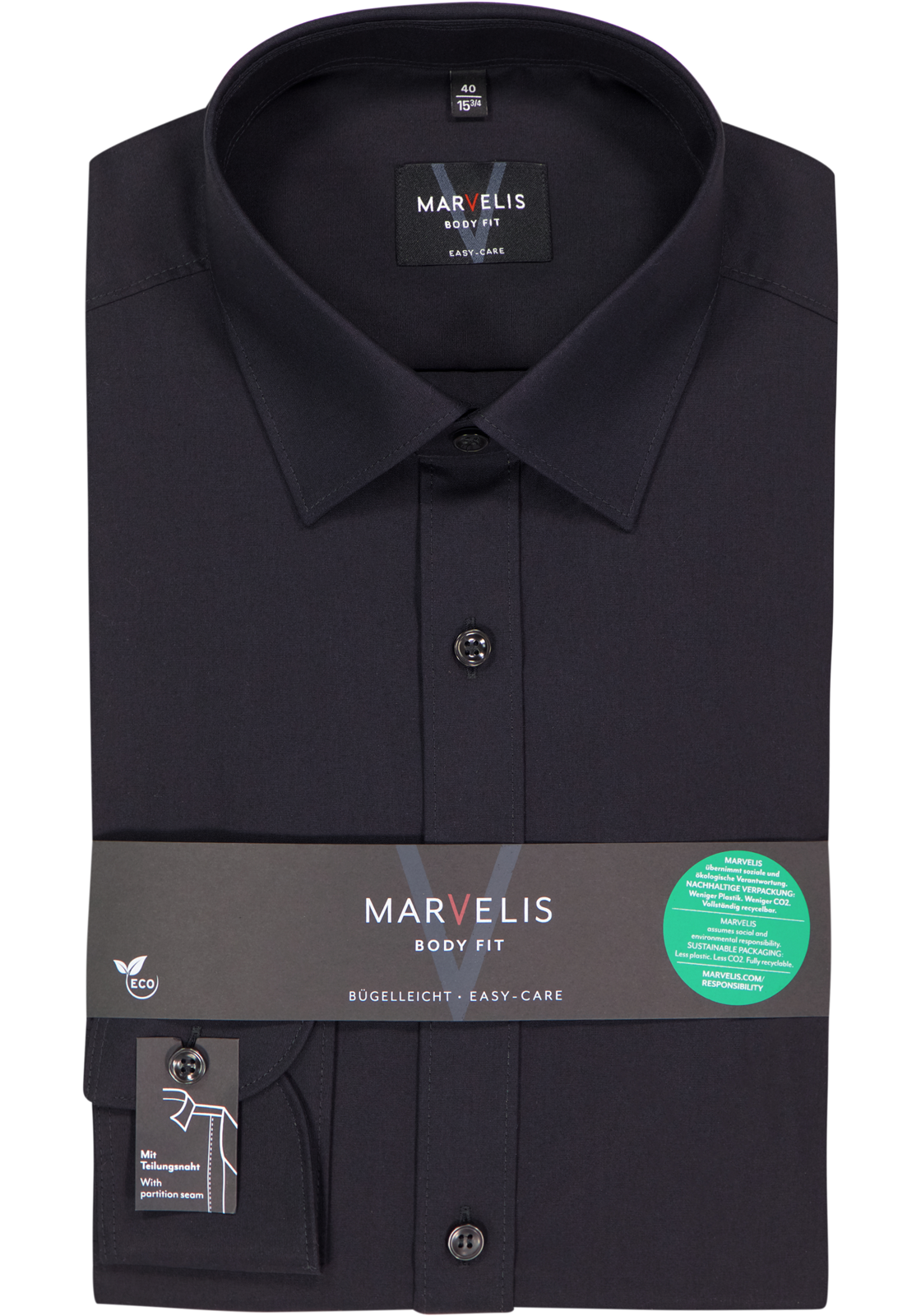 MARVELIS body fit overhemd, popeline, zwart MARVELIS body fit overhemd, popeline, zwart
