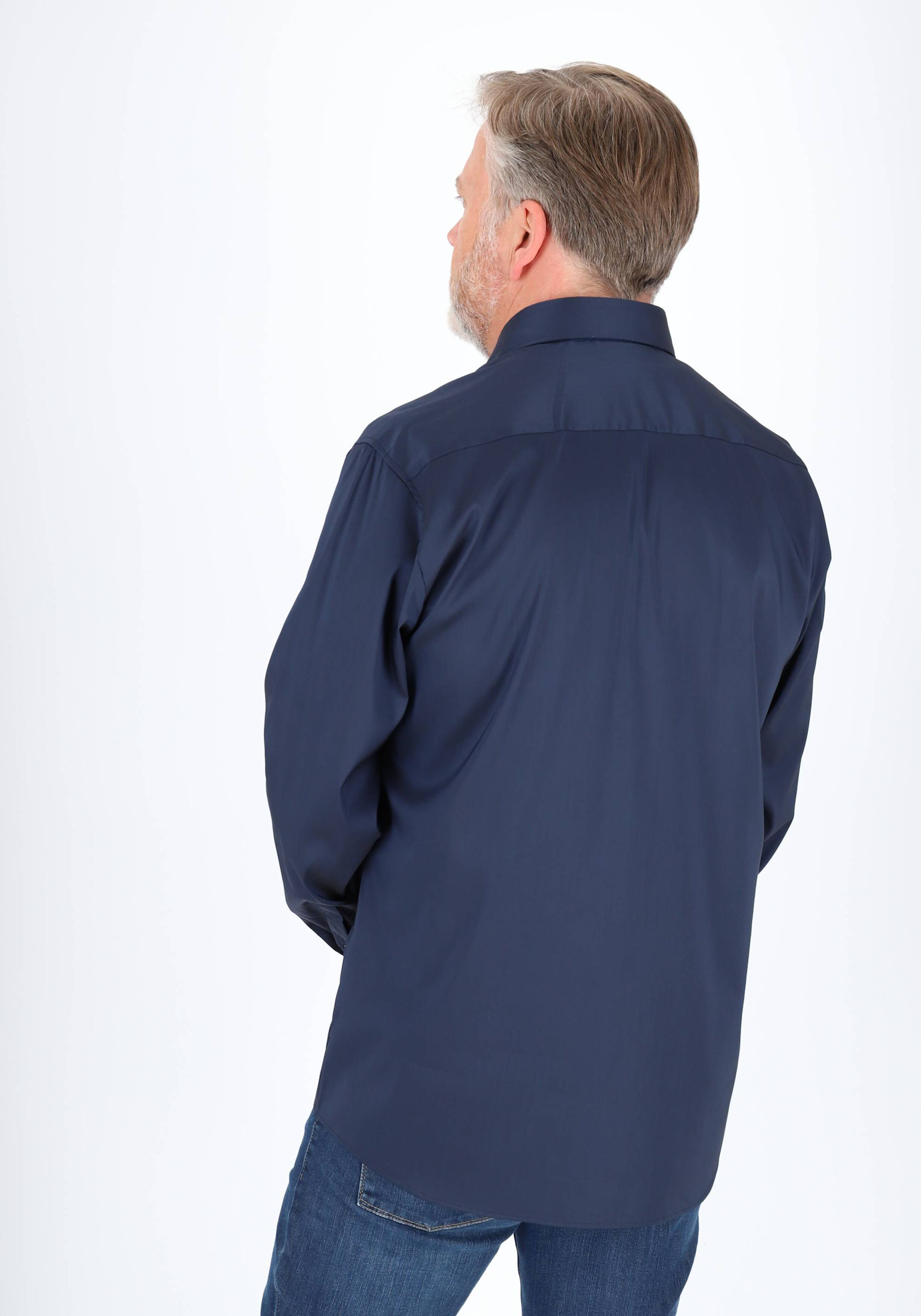 ETERNA modern fit overhemd, superstretch lyocell heren overhemd, donkerblauw