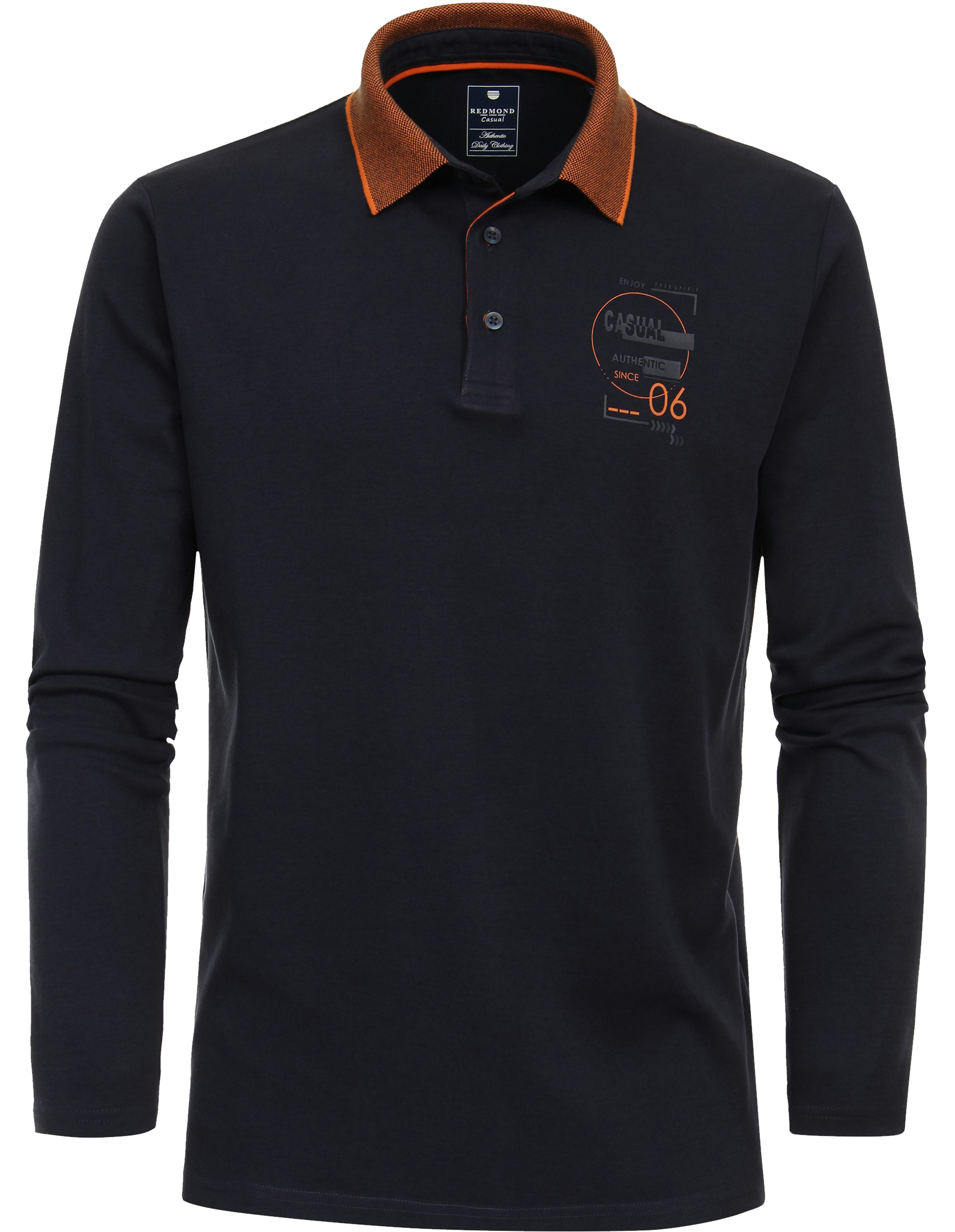 Redmond regular fit polo lange mouw, jersey, blauw