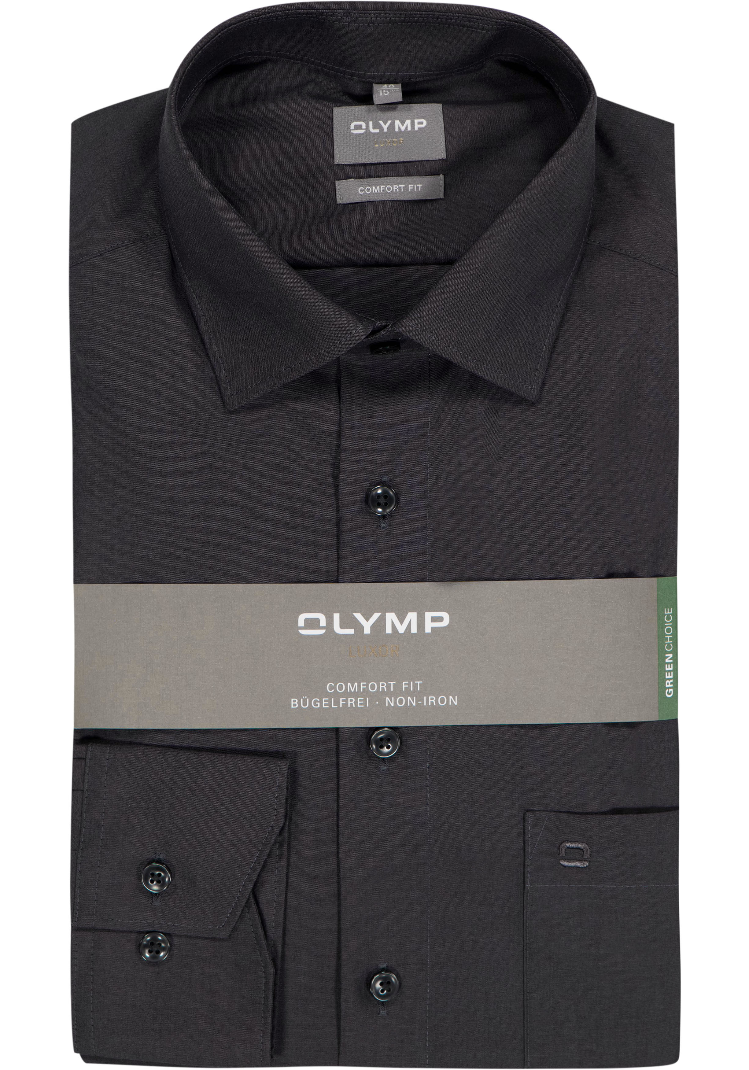 OLYMP Luxor comfort fit overhemd, antraciet grijs