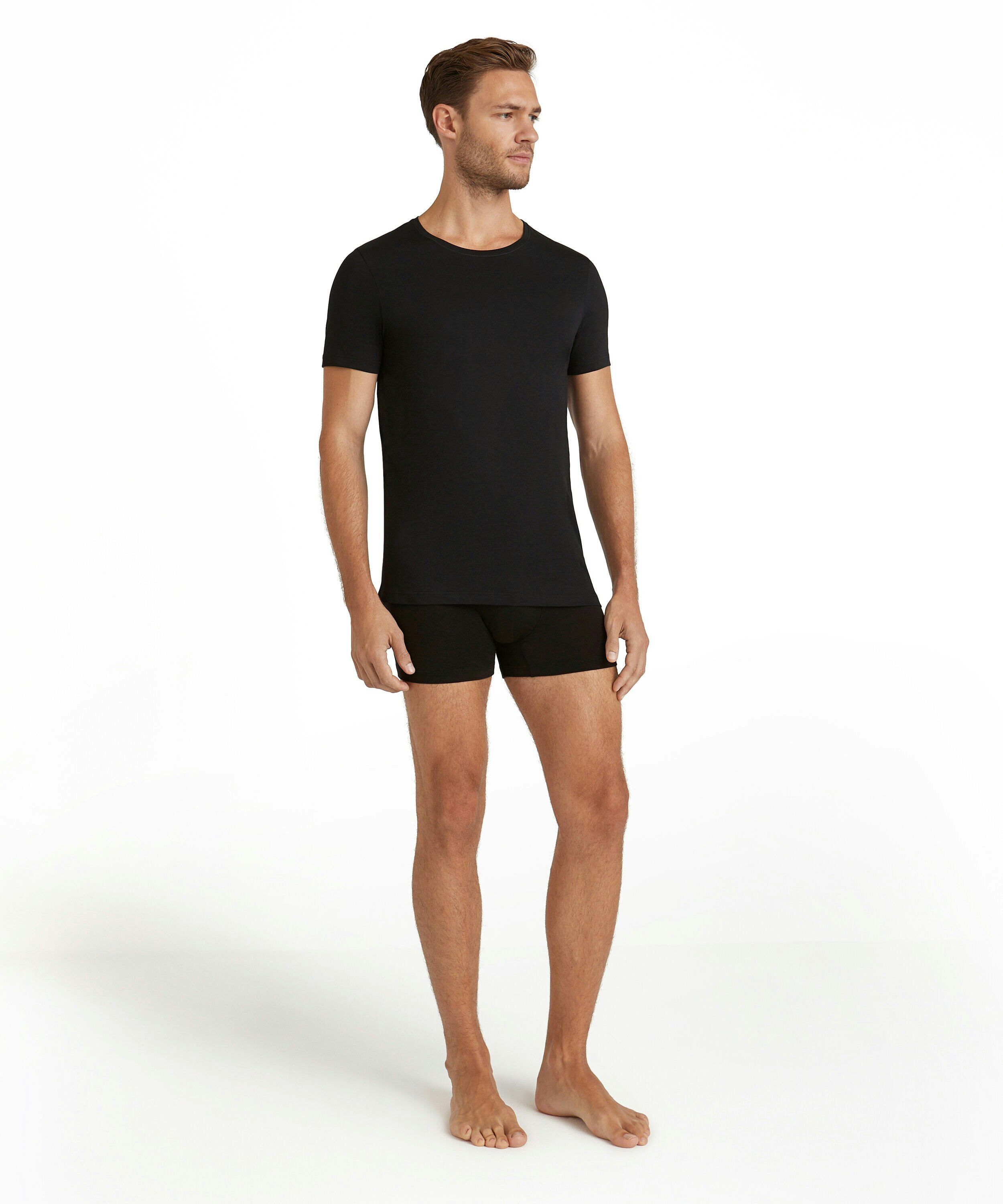 FALKE heren T-shirt Daily Natural, korte mouw, zwart (black)