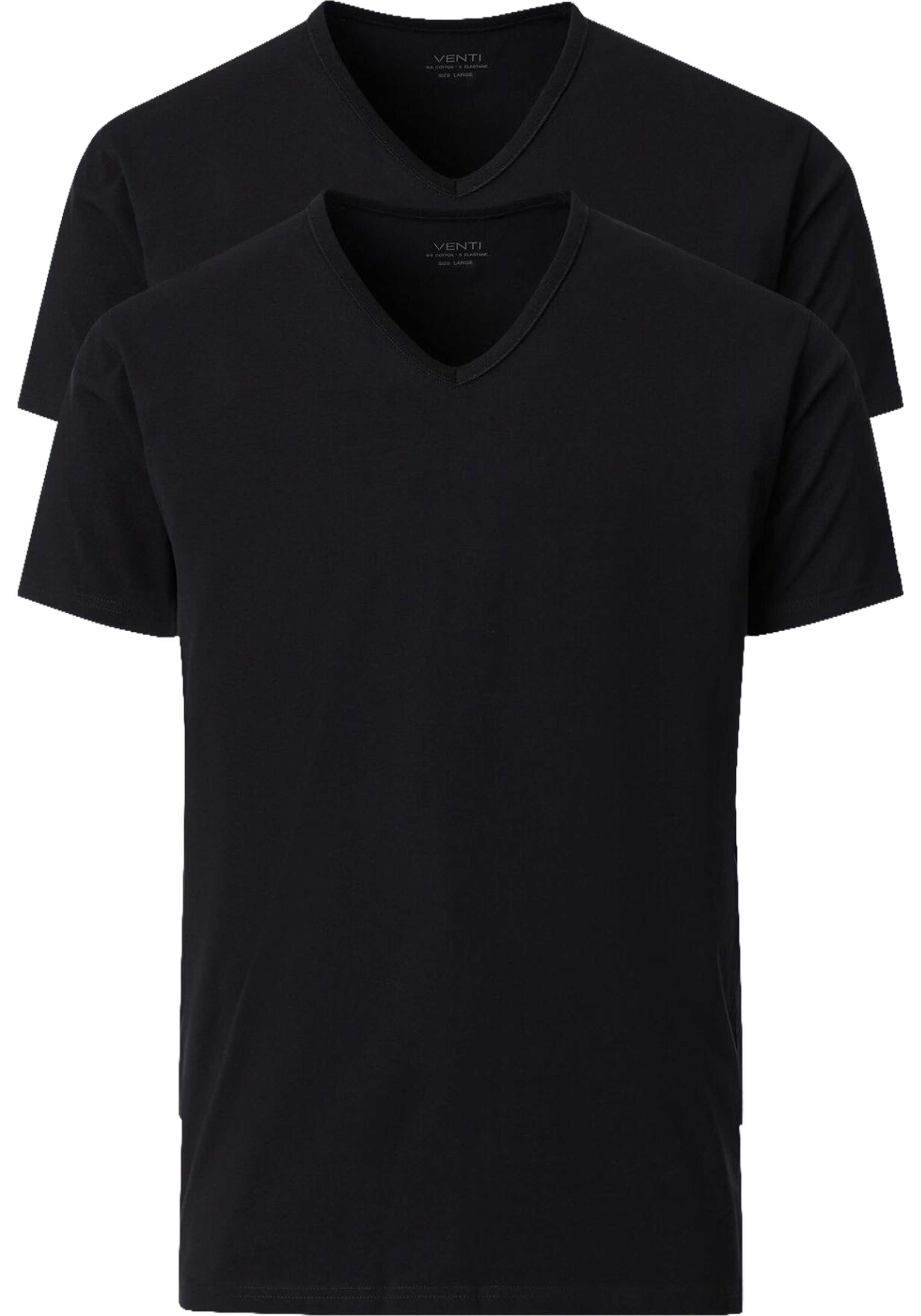 VENTI modern fit heren T-shirt (2-pack), zwart