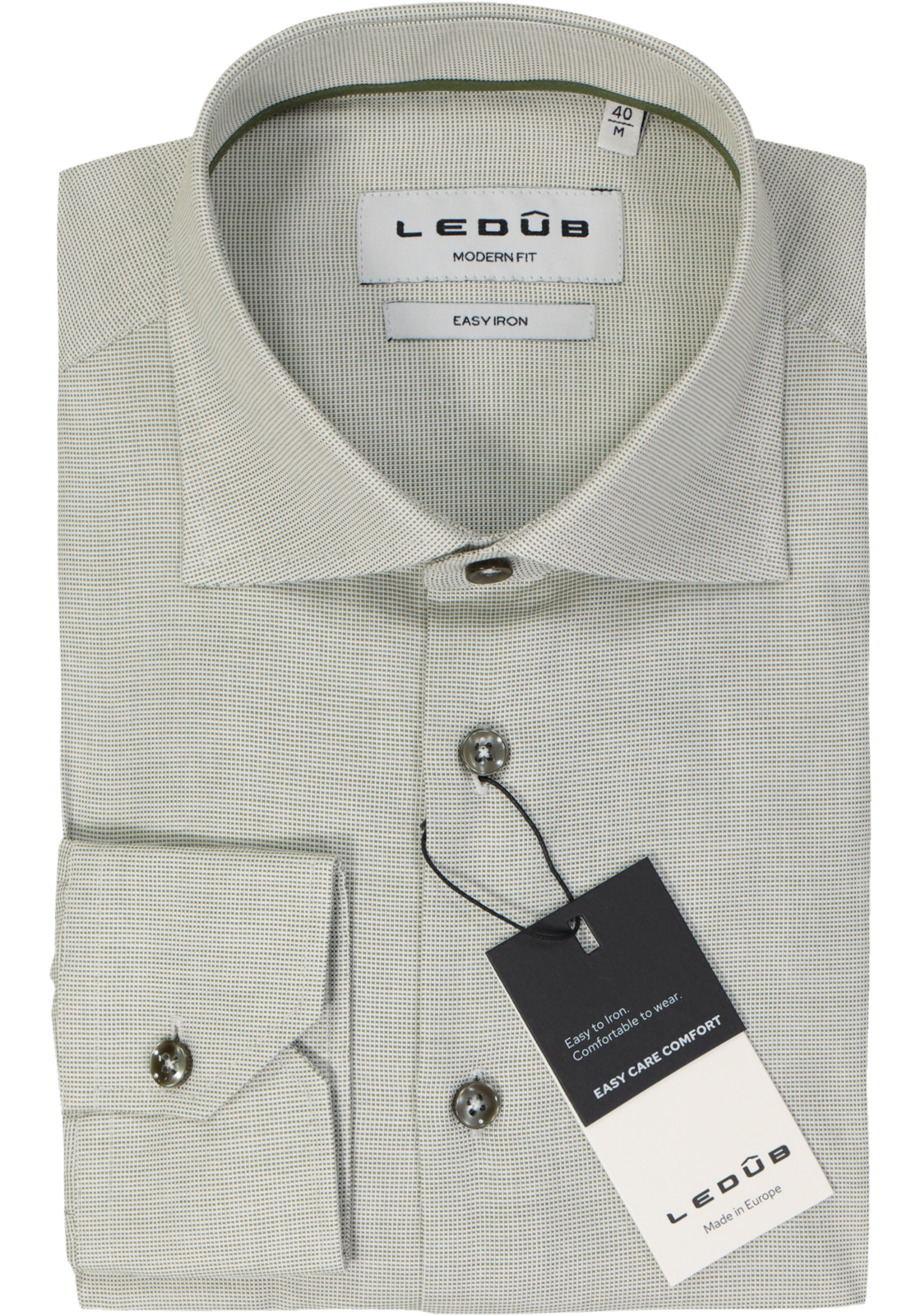 Ledub modern fit overhemd, popeline, lichtgroen Ledub modern fit overhemd, popeline, lichtgroen
