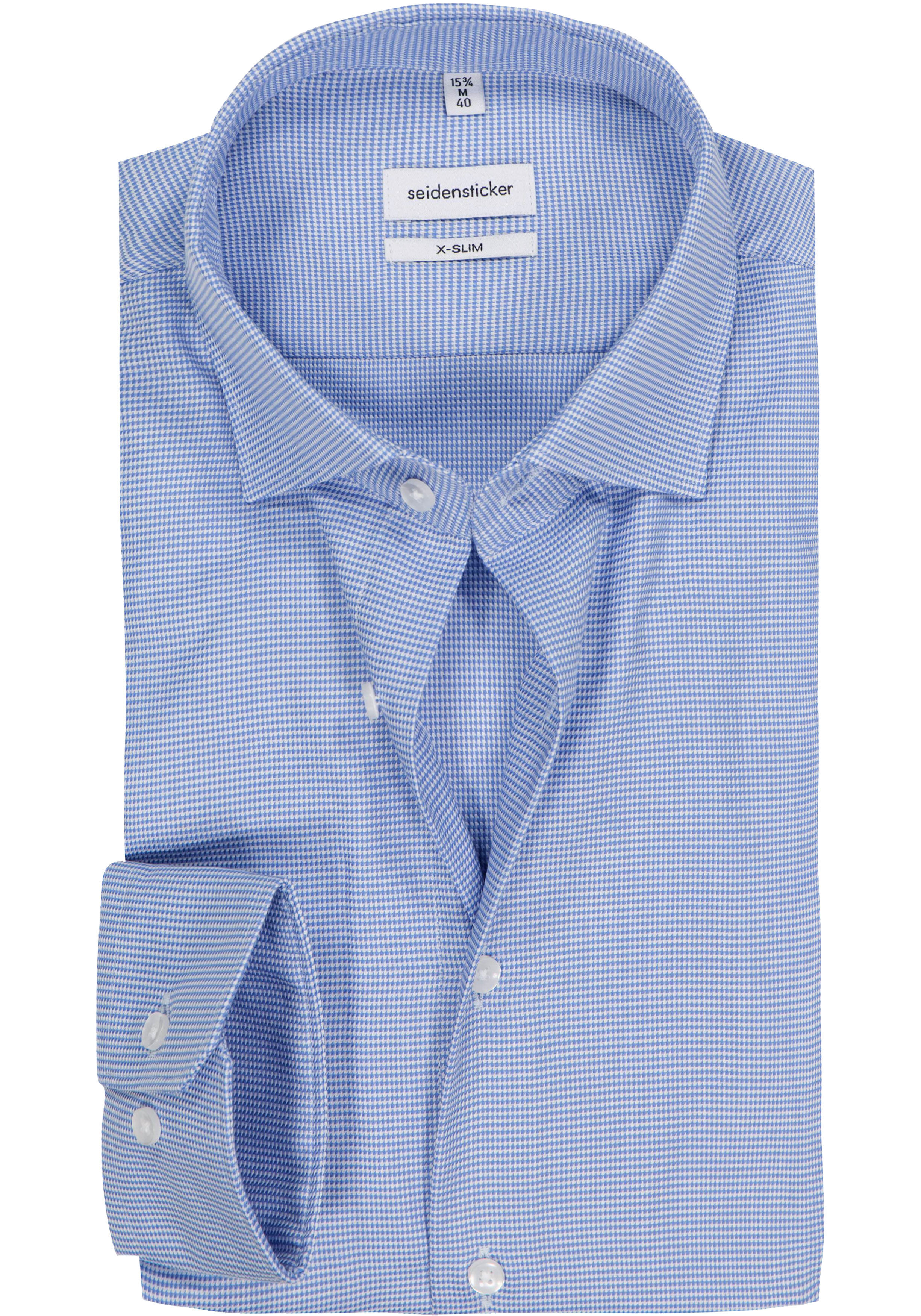 Seidensticker x-slim fit overhemd, structuur, blauw