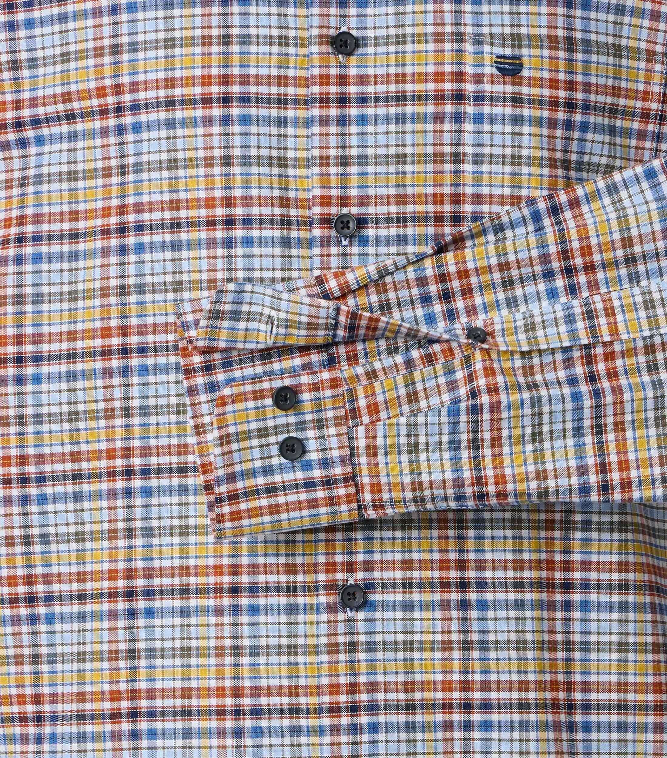 Redmond comfort fit overhemd, Oxford, wit, blauw, oranje, geel geruit