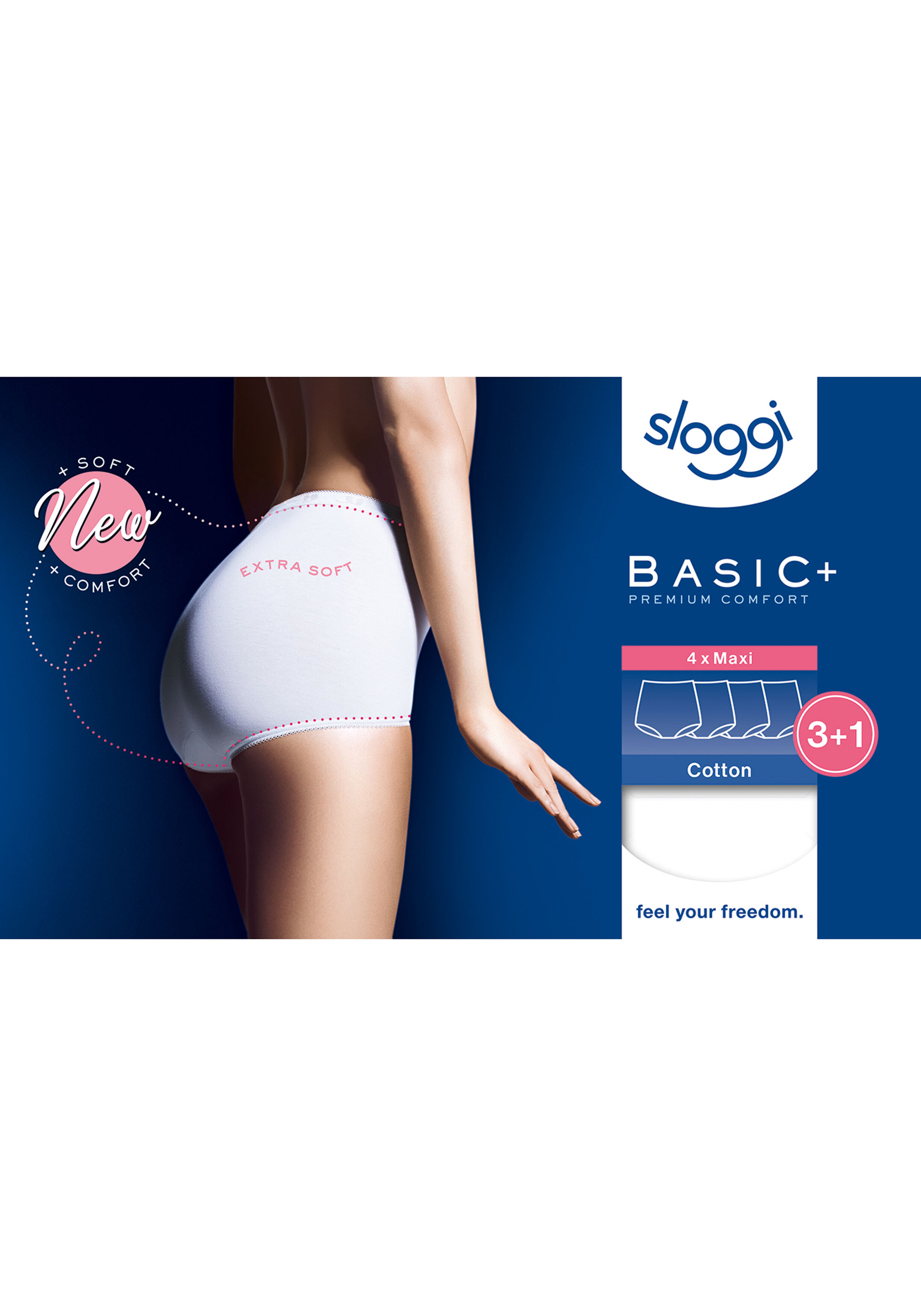 Sloggi Women Basic Maxi, dames maxi slip (4-Pack), wit