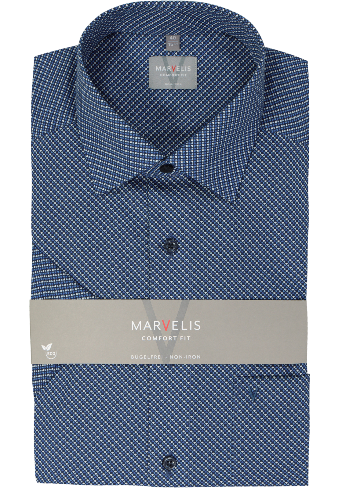 MARVELIS comfort fit overhemd, korte mouw, popeline, donkerblauw dessin MARVELIS comfort fit overhemd, korte mouw, popeline, donkerblauw dessin