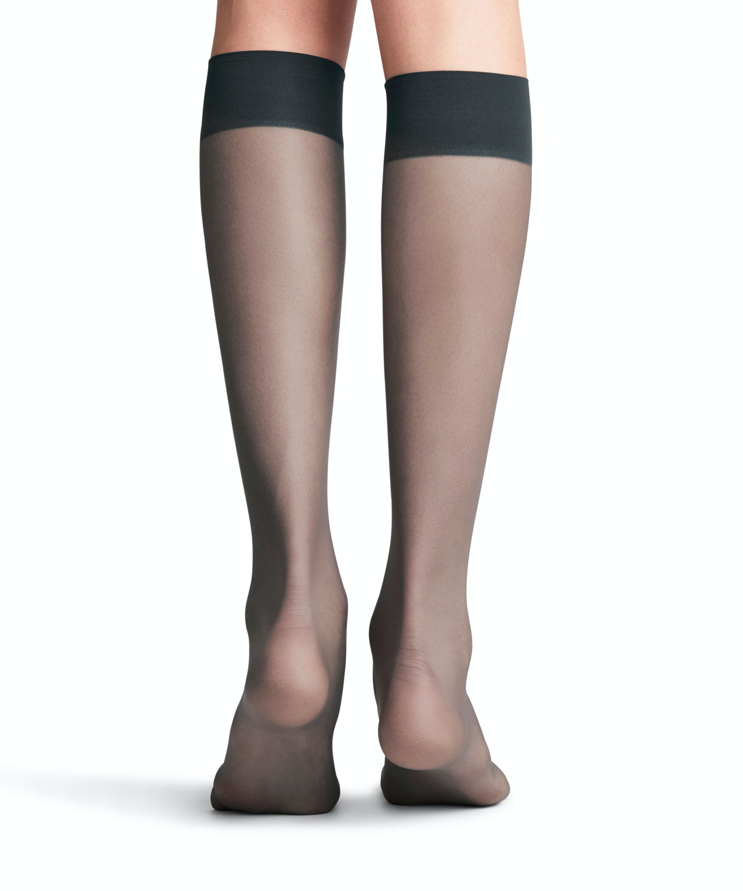 FALKE Seidenglatt 15 DEN dames kniekousen, antraciet grijs (graphite)