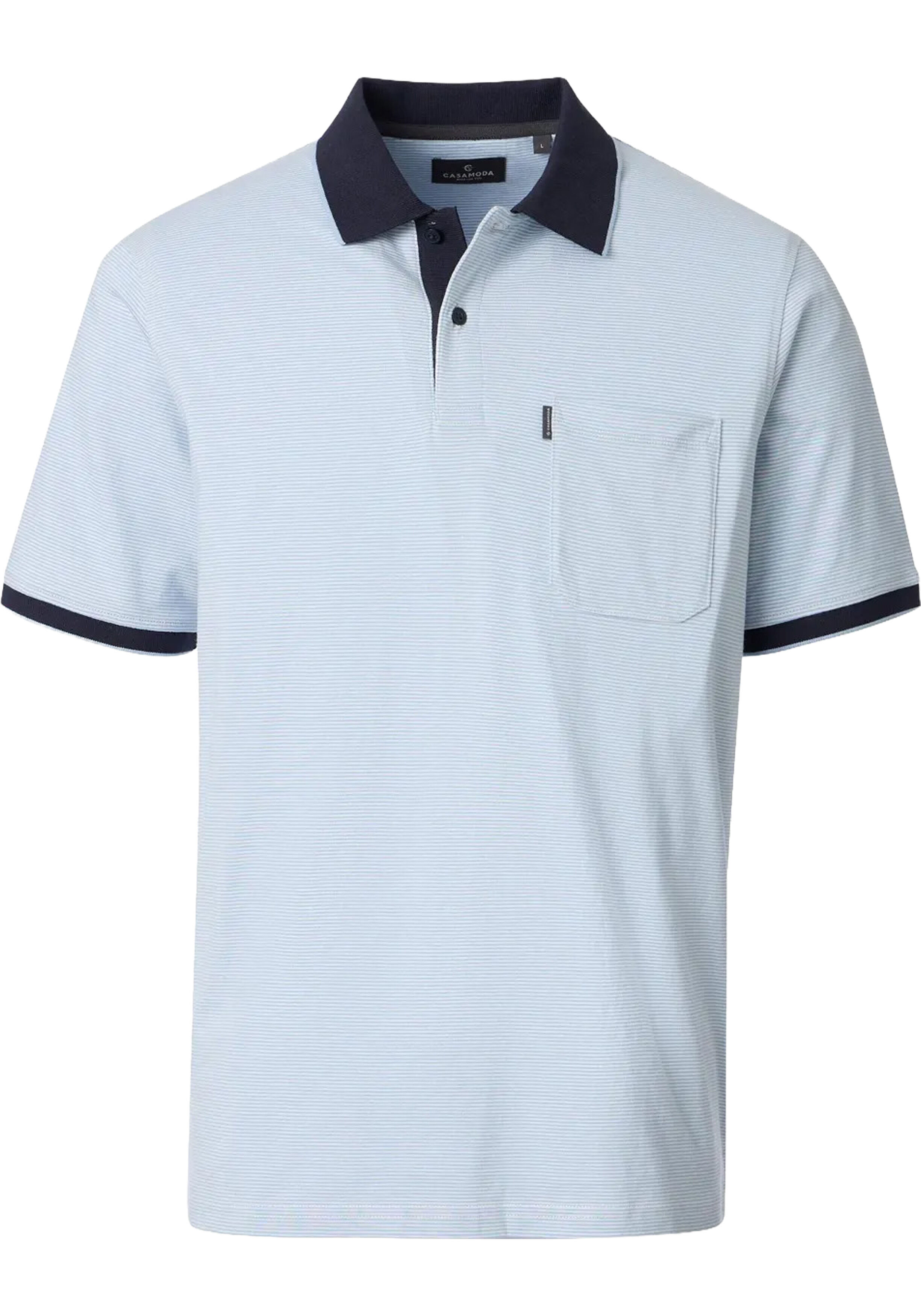 CASA MODA comfort fit heren polo, blauw dessin