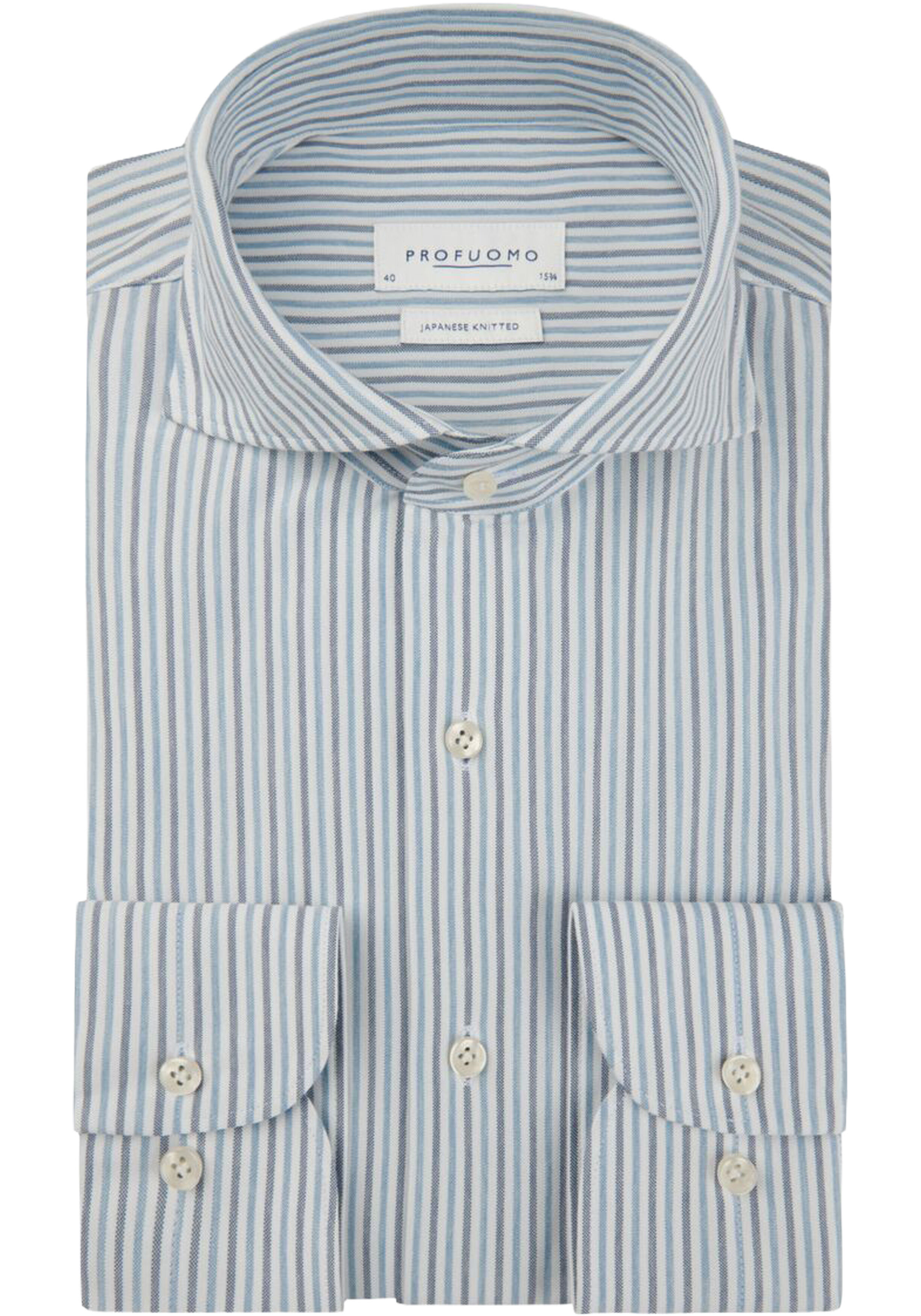 Profuomo slim fit heren overhemd, jersey, lichtblauw