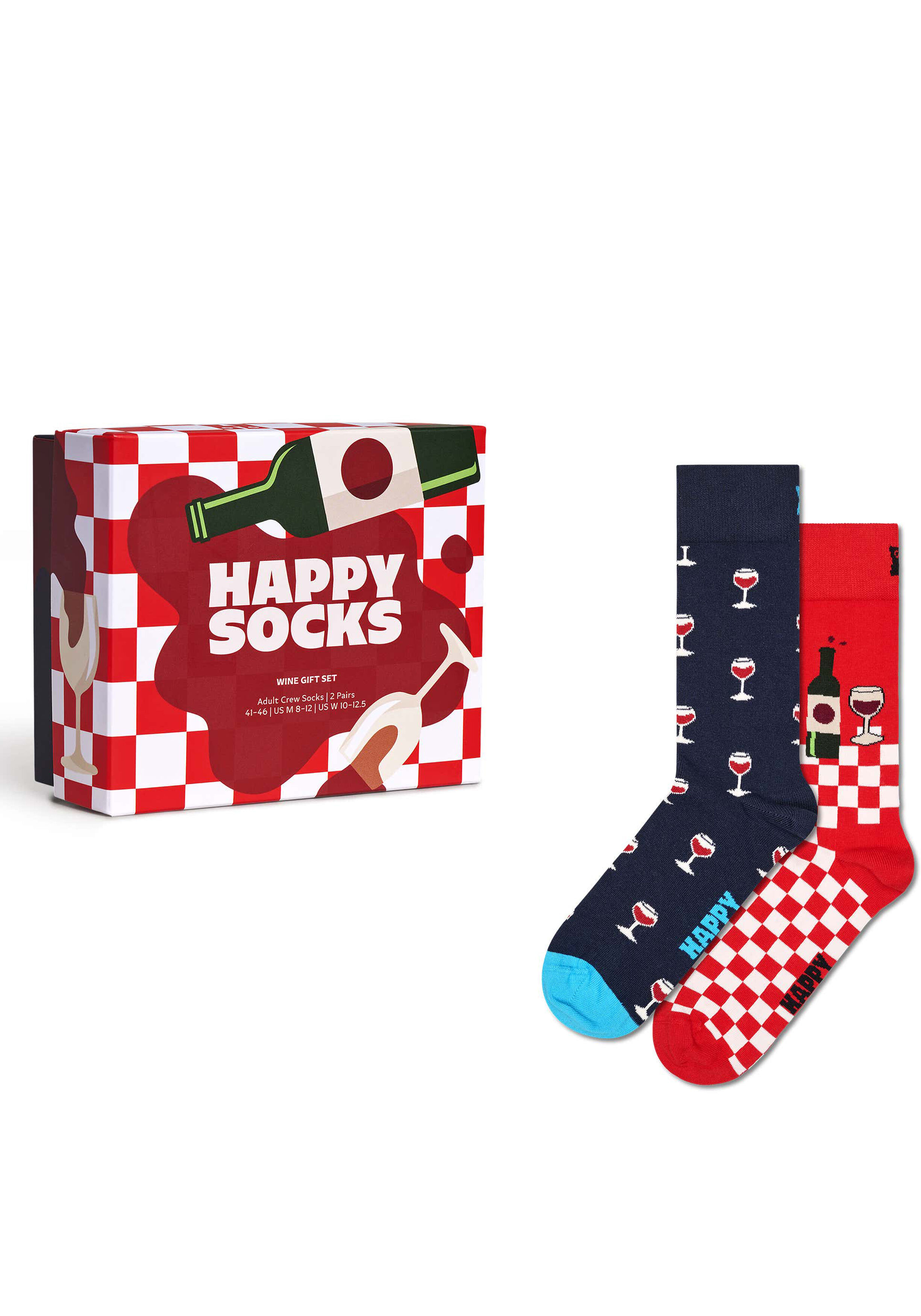 Happy Socks Wine Gift Set (2-pack), unisex sokken in cadeauverpakking, blauw