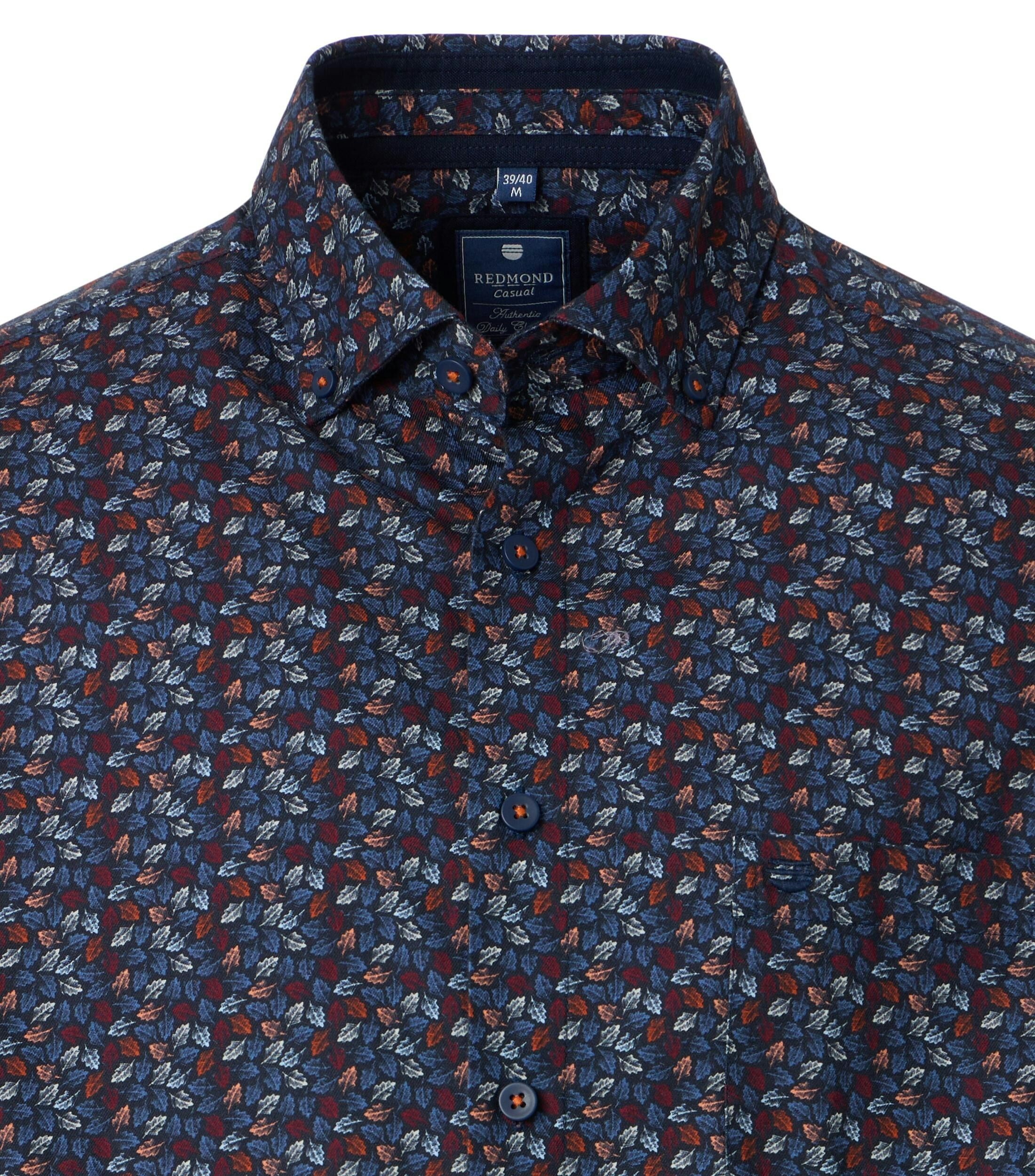 Redmond comfort fit overhemd, popeline, rood dessin