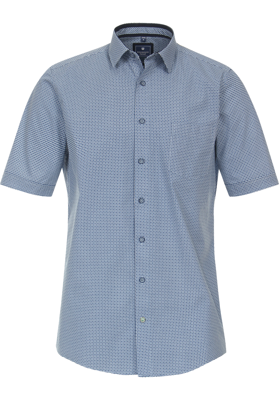 Redmond comfort fit overhemd, korte mouw, popeline, blauw dessin Redmond comfort fit overhemd, korte mouw, popeline, blauw dessin
