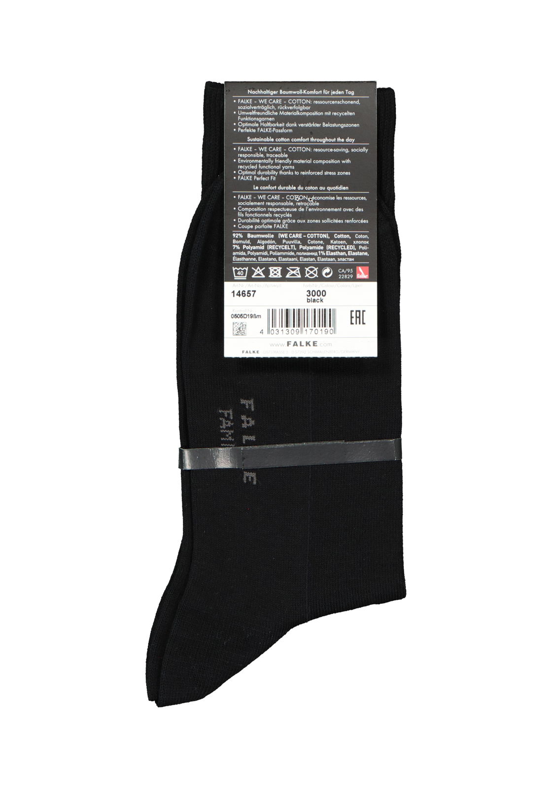 4-4031309170190_falke_sok_HR FALKE Family herensokken, zwart (black)