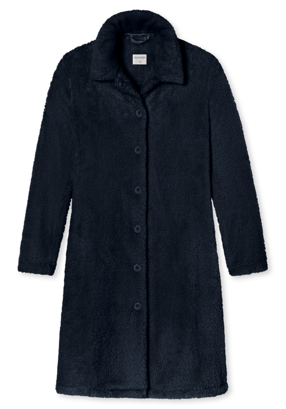 SCHIESSER Essentials badjas, dames kamerjas teddyfleece donkerblauw SCHIESSER Essentials badjas, dames kamerjas teddyfleece donkerblauw